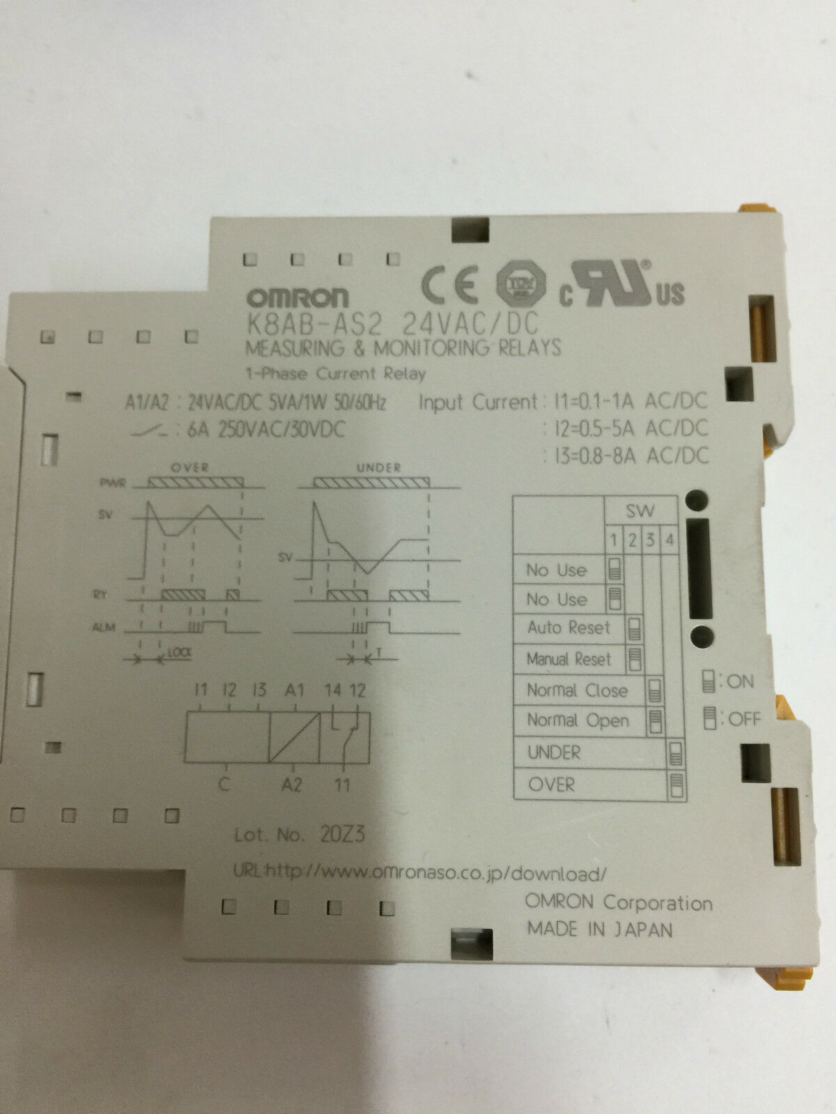 NEW IN BOX OMRON CURRENT RELAY K8AB-AS2