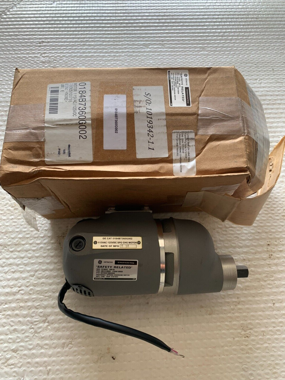 NEW IN BOX GENERAL ELECTRIC 115VAC/125VDC. SPRING CHARGING MOTOR 0184B7360G002