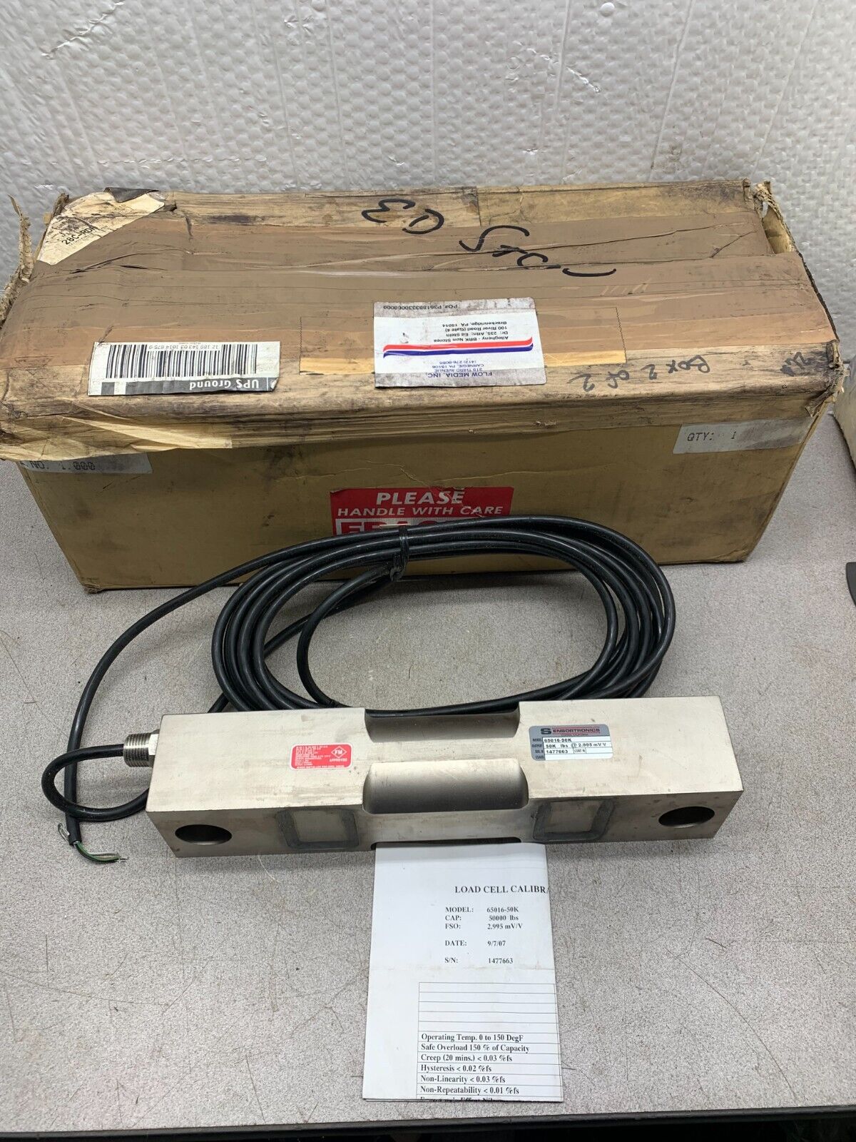 NEW IN BOX SENSORTRONICS 50,000 LBS. LOAD CELL 65016-50K