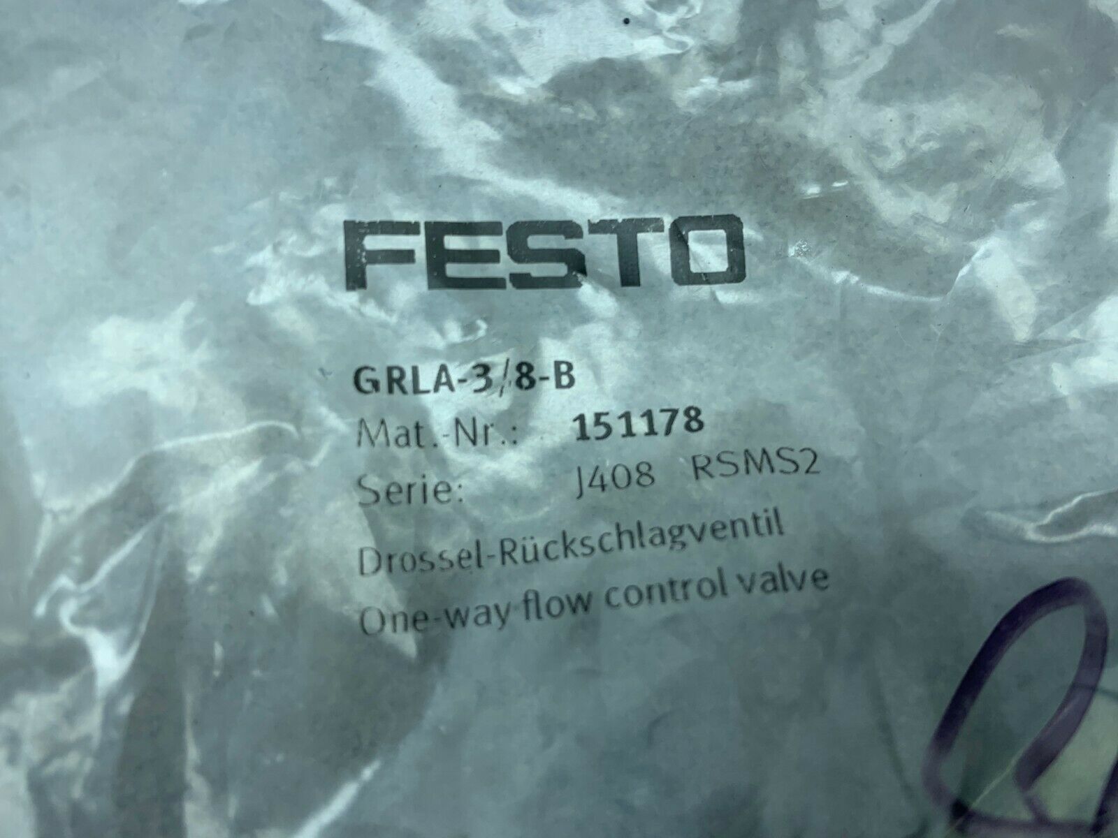 LOT OF 2 NEW IN PACKAGE FESTO VALVE GRLA-3/8-B