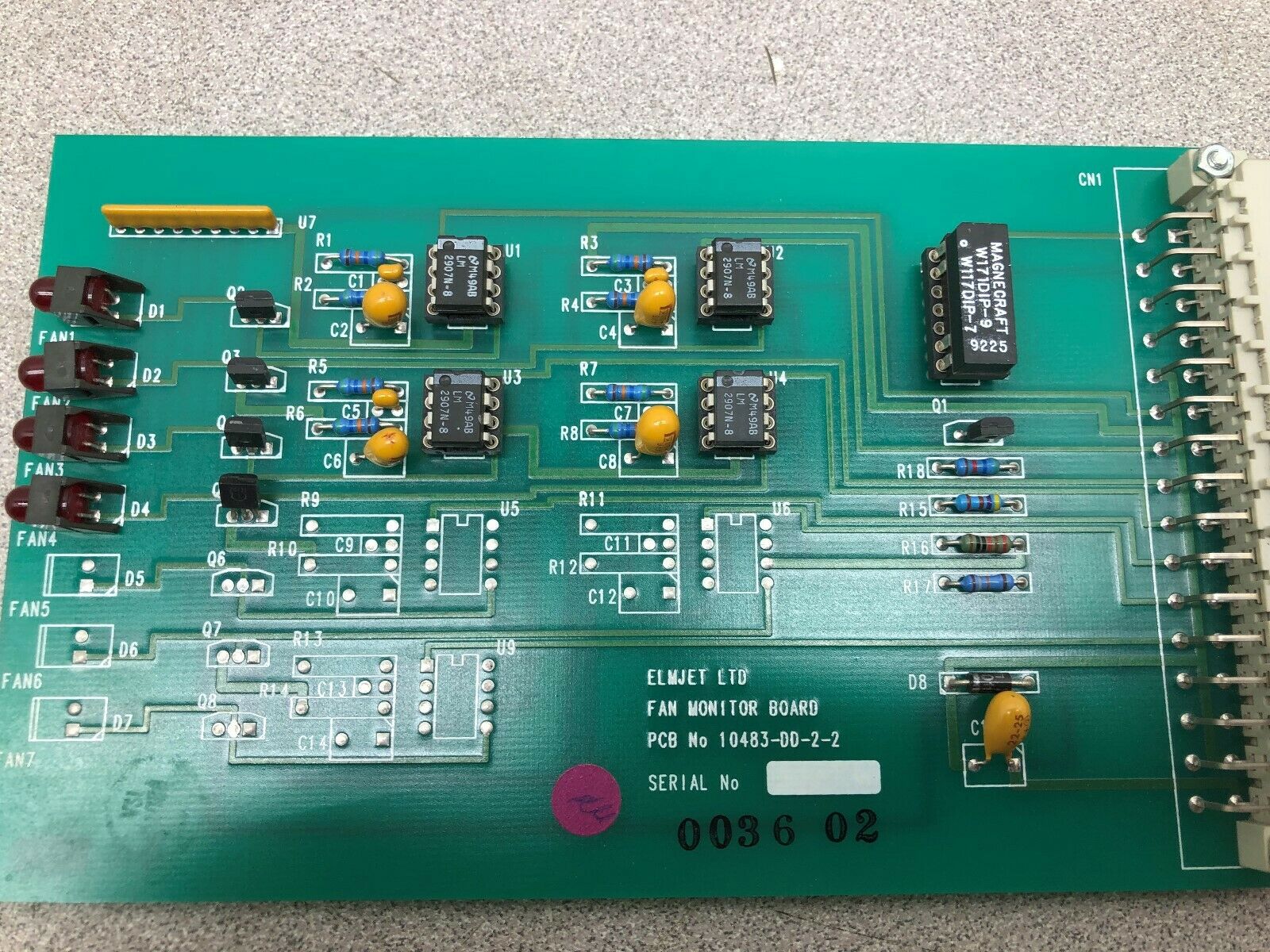 USED ELMJET LTD FAN MONITOR BOARD 10483-DD-2-2