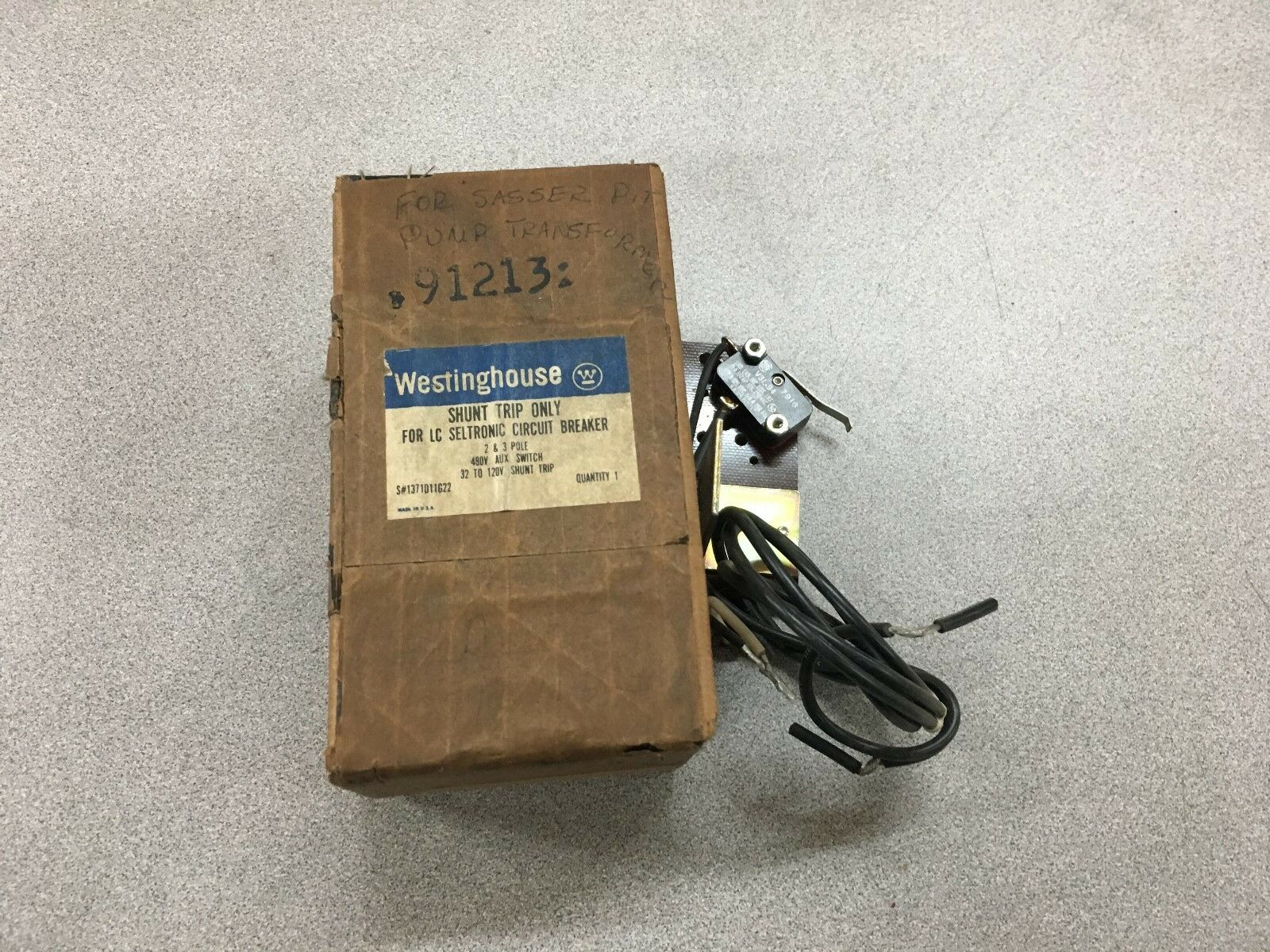 NEW IN BOX WESTINGHOUSE SHUNT TRIP ONLY FOR CIRCUIT BREAKER 1371D11G22