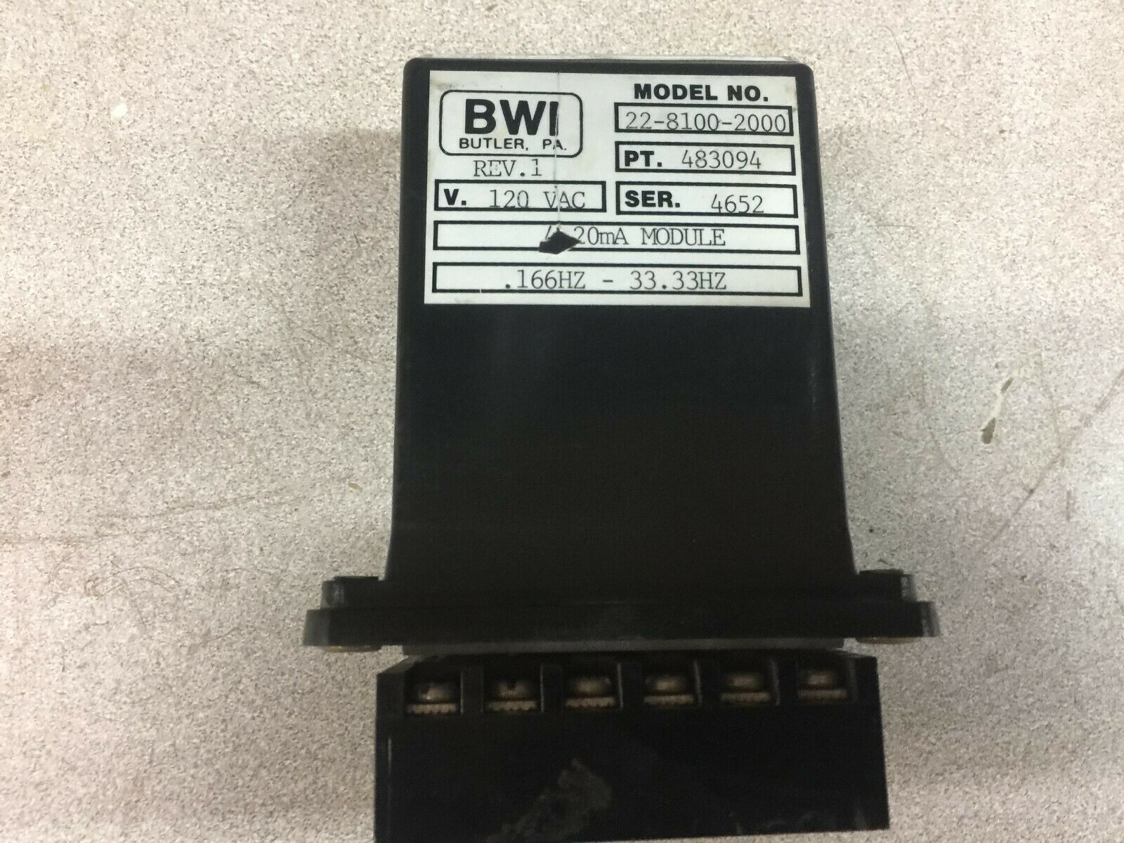 NEW NO BOX BWI 4-20MA MODULE 22-8100-2000