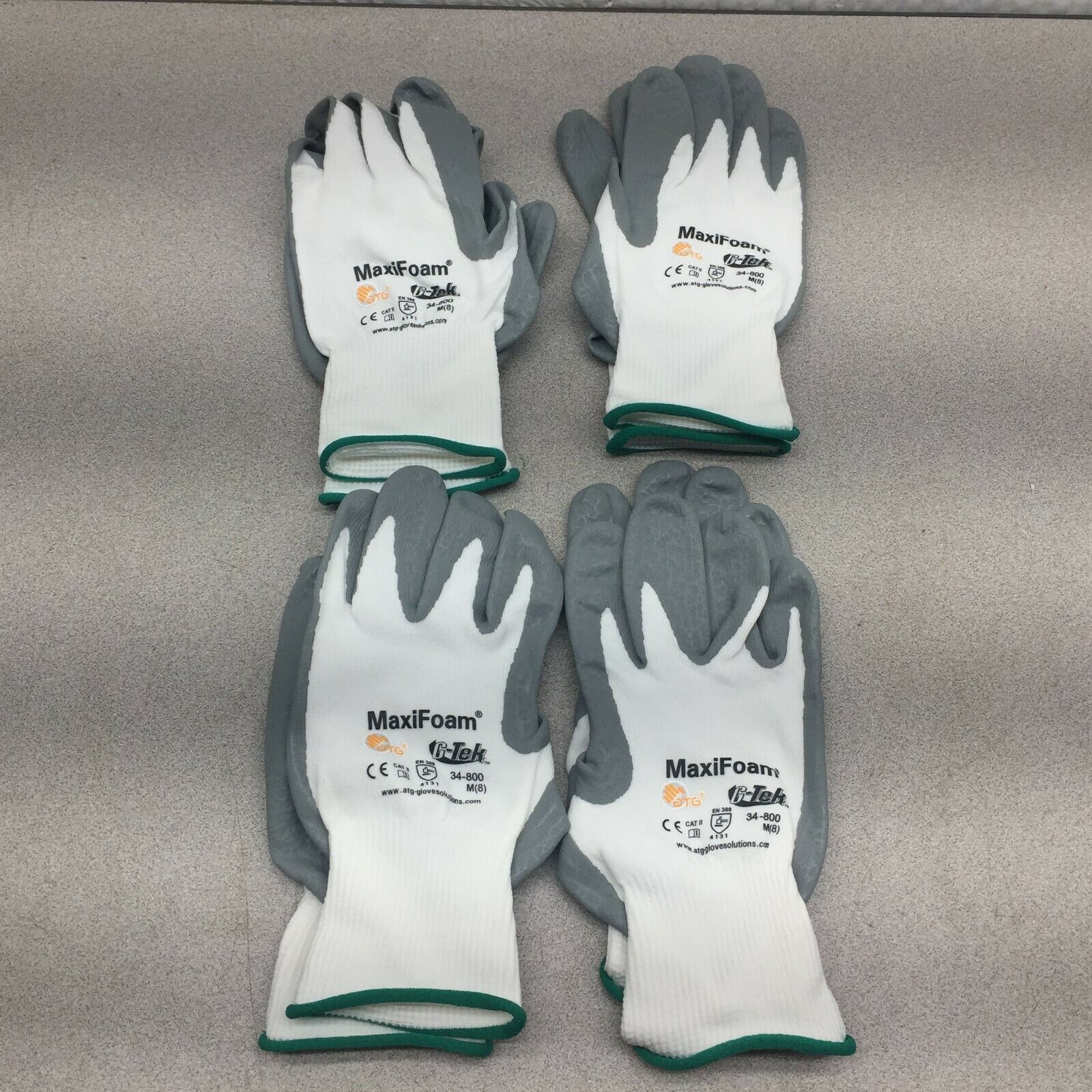 NEW NO BOX (LOT OF 4 PAIR) G-TEK MAXIFOAM MED (8) GLOVES 34-800-M
