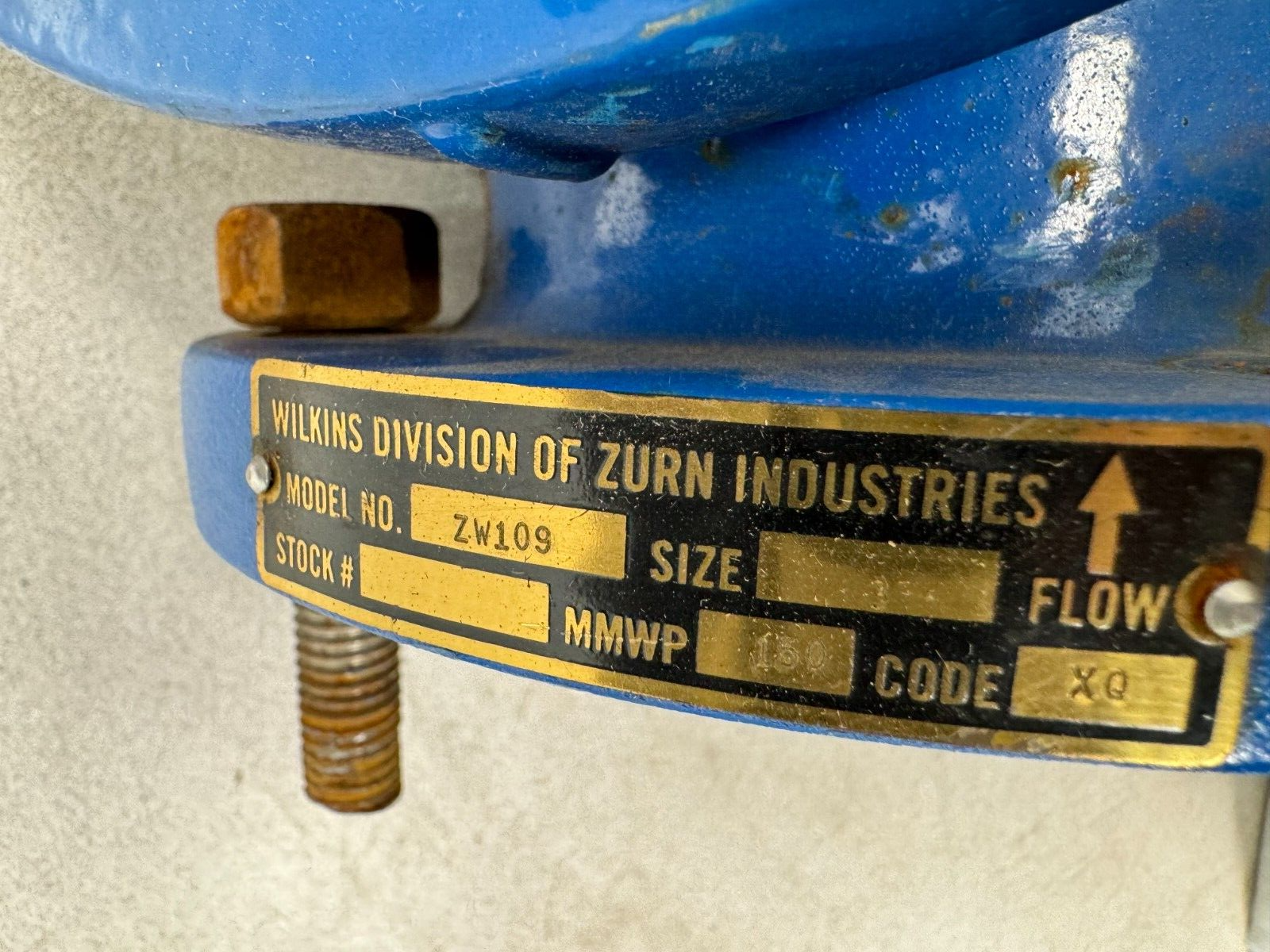 USED WILKINS ZURN 3" REDUCING VALVE ZW109