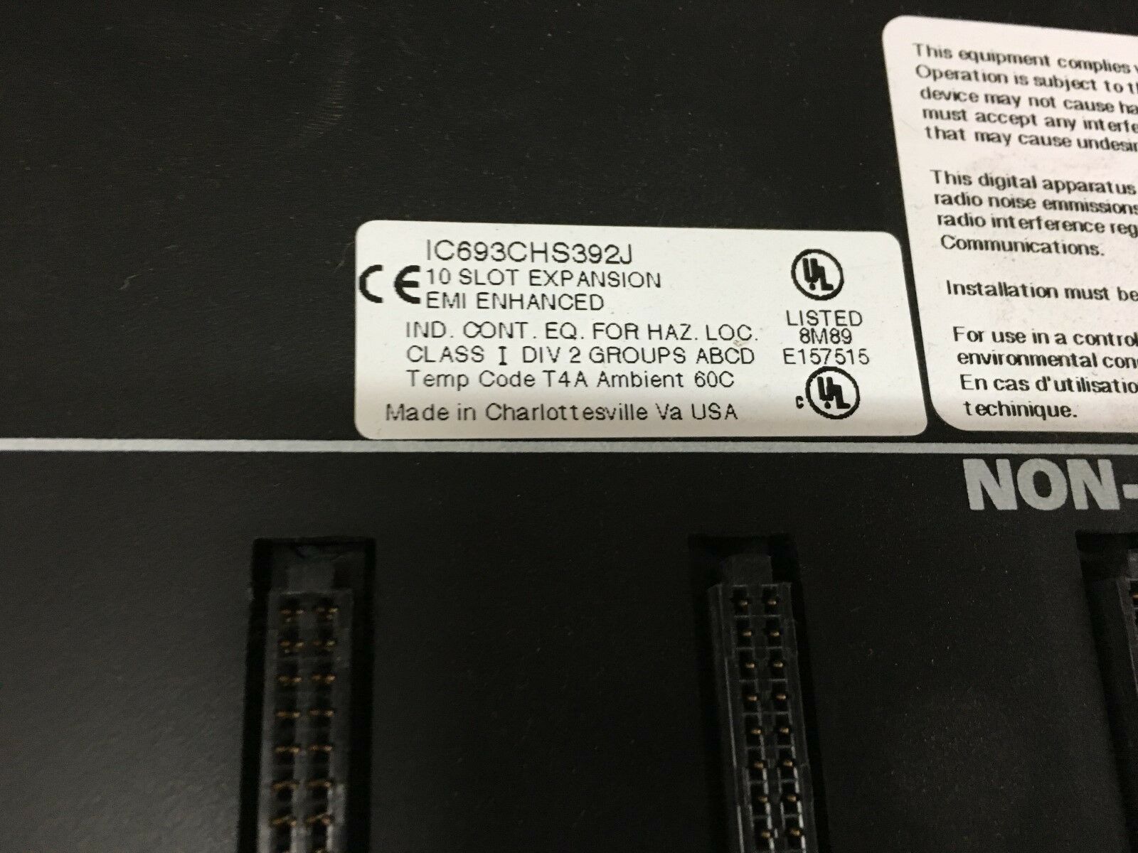 USED GE FANUC 10 SLOT BASE IC693CHS392J