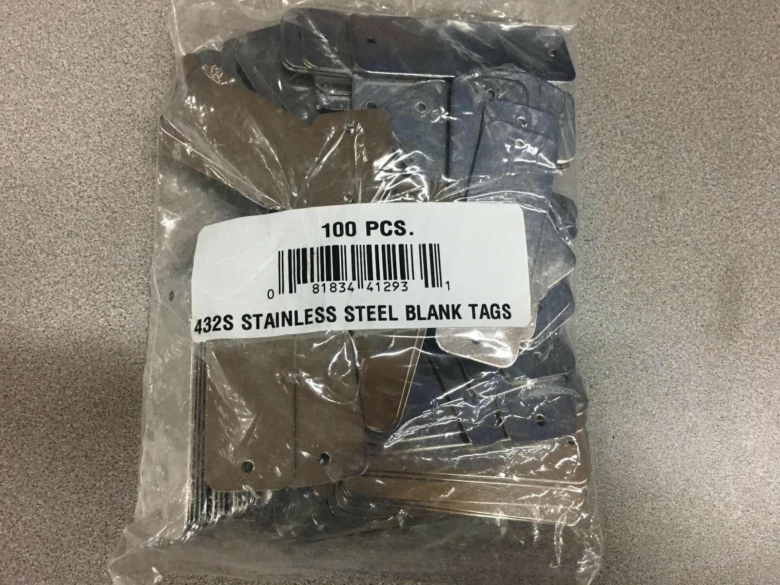 NEW IN BAG 432S BLANK STEEL TAGS 100 PIECES