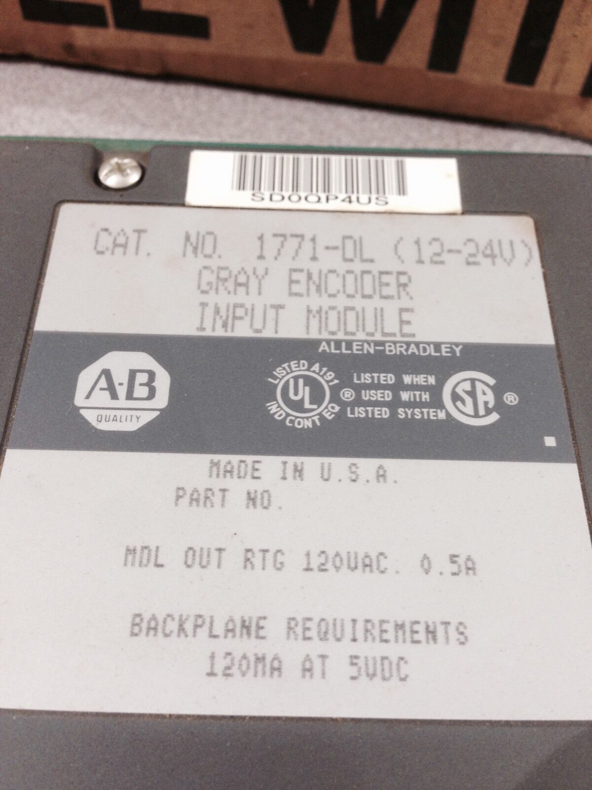 NEW IN BOX ALLEN-BRADLEY PLC-5  1771DL GRAY ENCODER INPUT MODULE 1771-DL