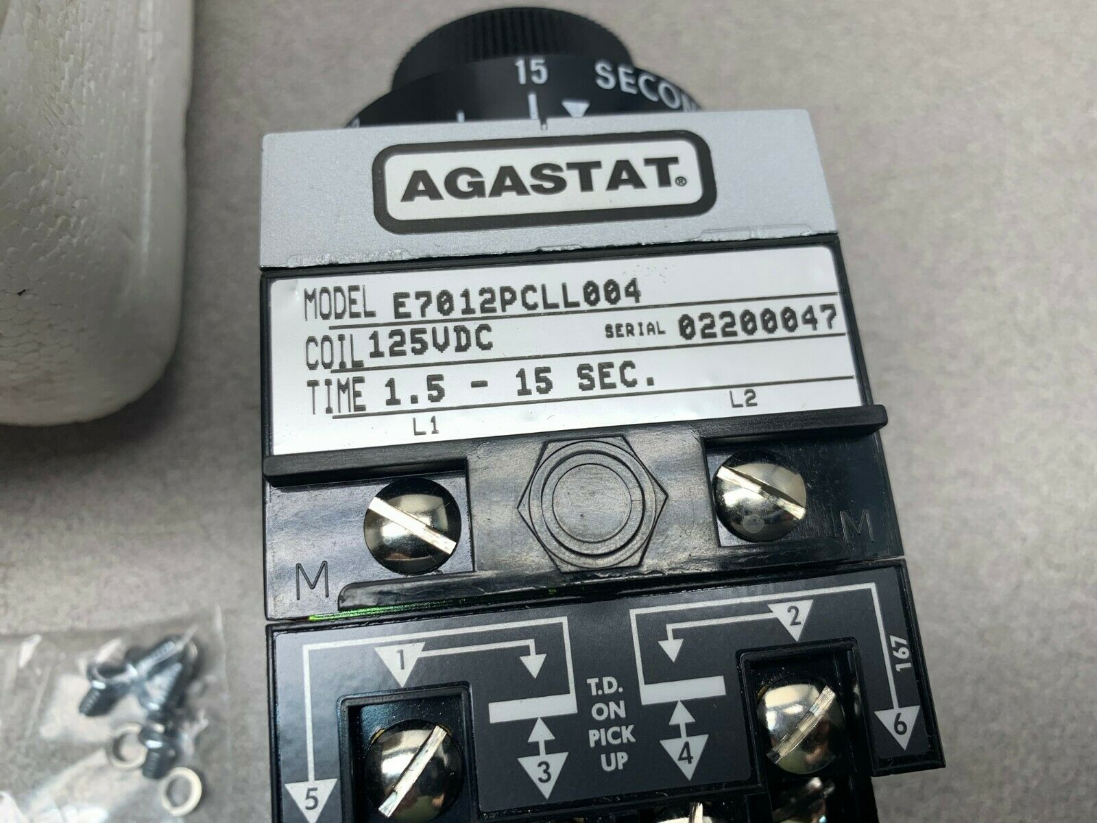 NEW AGASTAT 125VDC. TIMER 1.5-15 SEC. TIMING RELAY E7012PCLL004