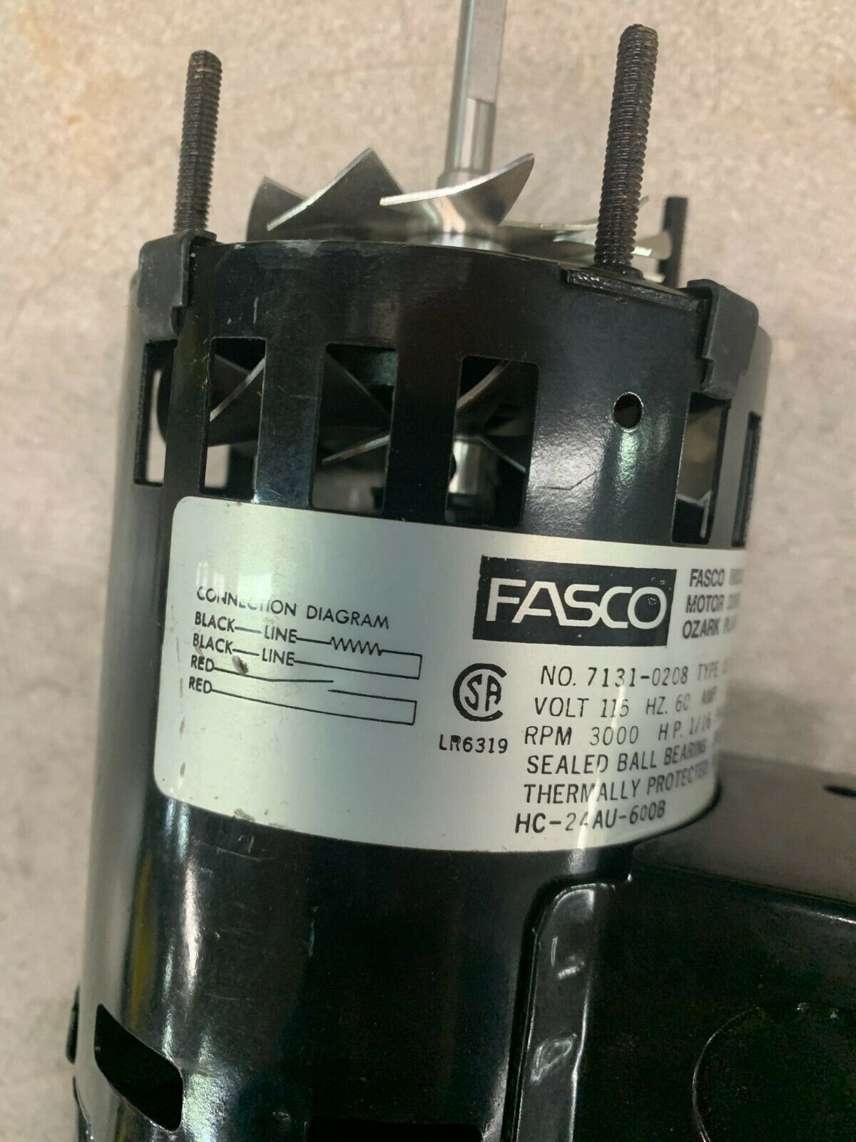 NEW NO BOX FASCO 7131-0208 MOTOR 1/16HP 3000RPM 115V. TYPE U31EB2