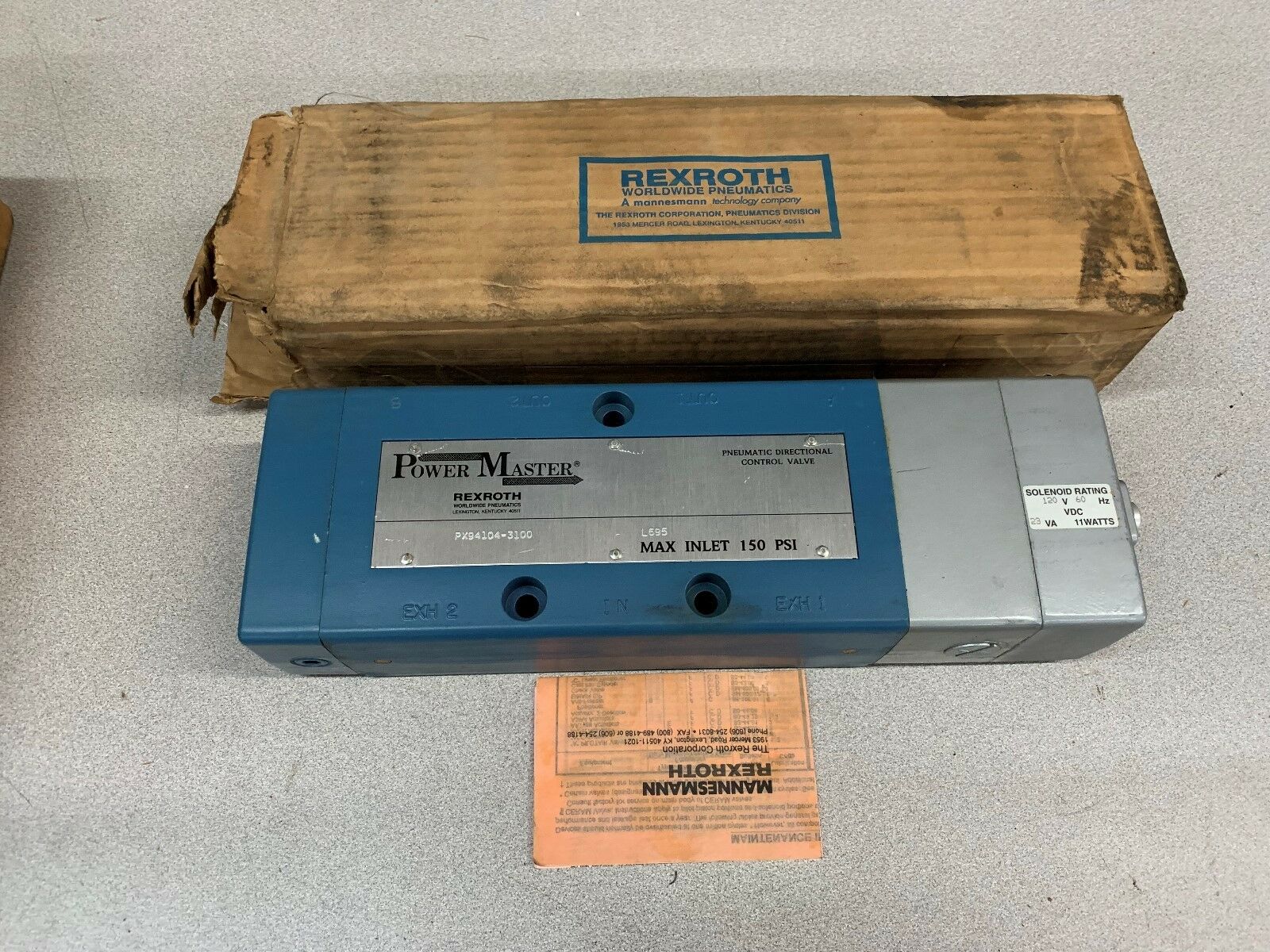 NEW IN BOX REXROTH POWER MASTER SPOOL VALVE PX94104-3100