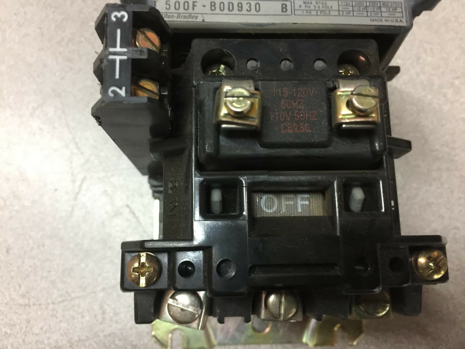 USED ALLEN BRADLEY SIZE 1 CONTACTOR 500F-B0D930 SER B