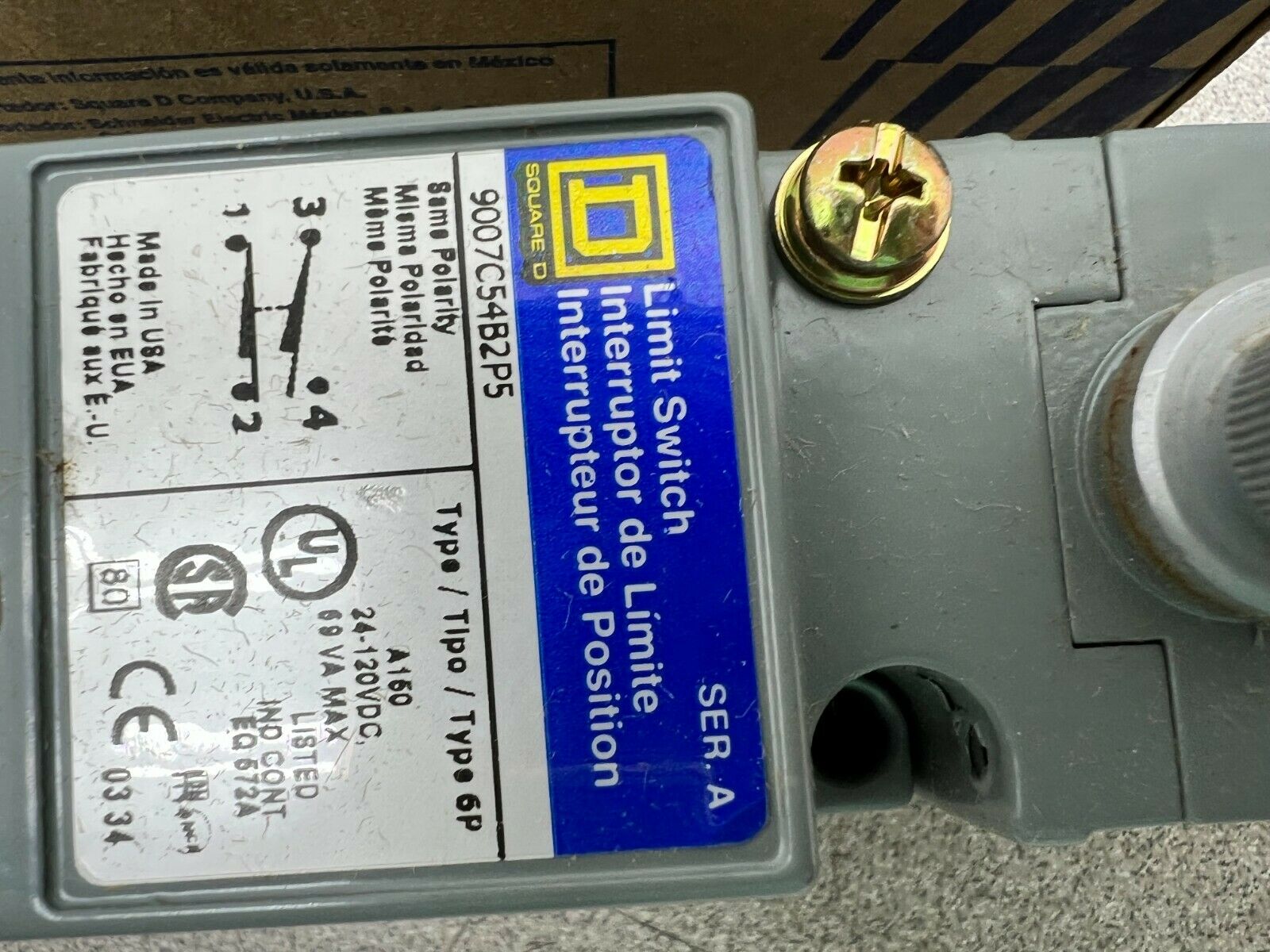 NEW IN BOX SQUARE D LIMIT SWITCH 9007C54B2P5 SERIES A
