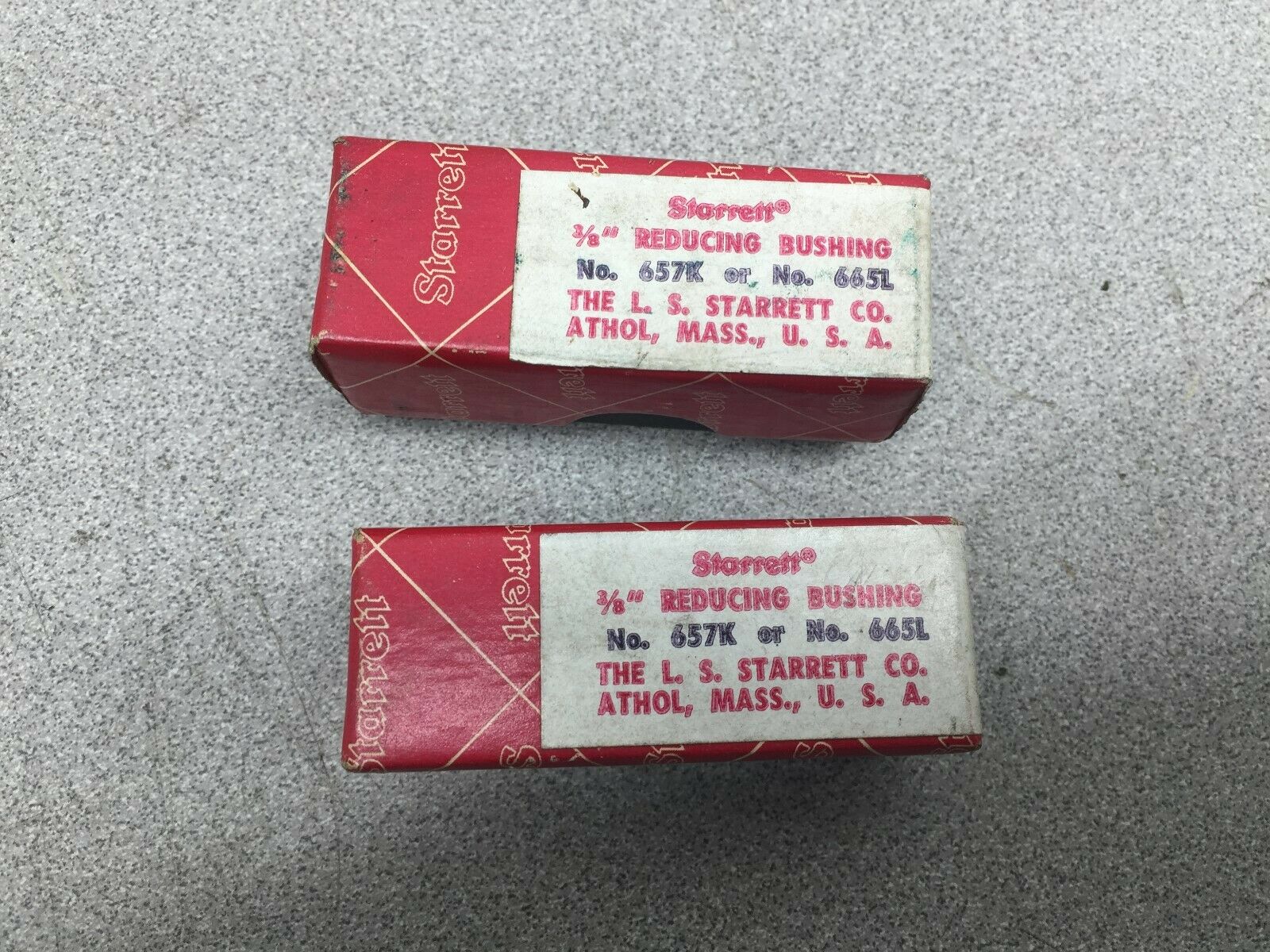 NEW IN BOX LOT OF 2 STARRETT 3/8" REDUCING BUSHING 657K / 665L