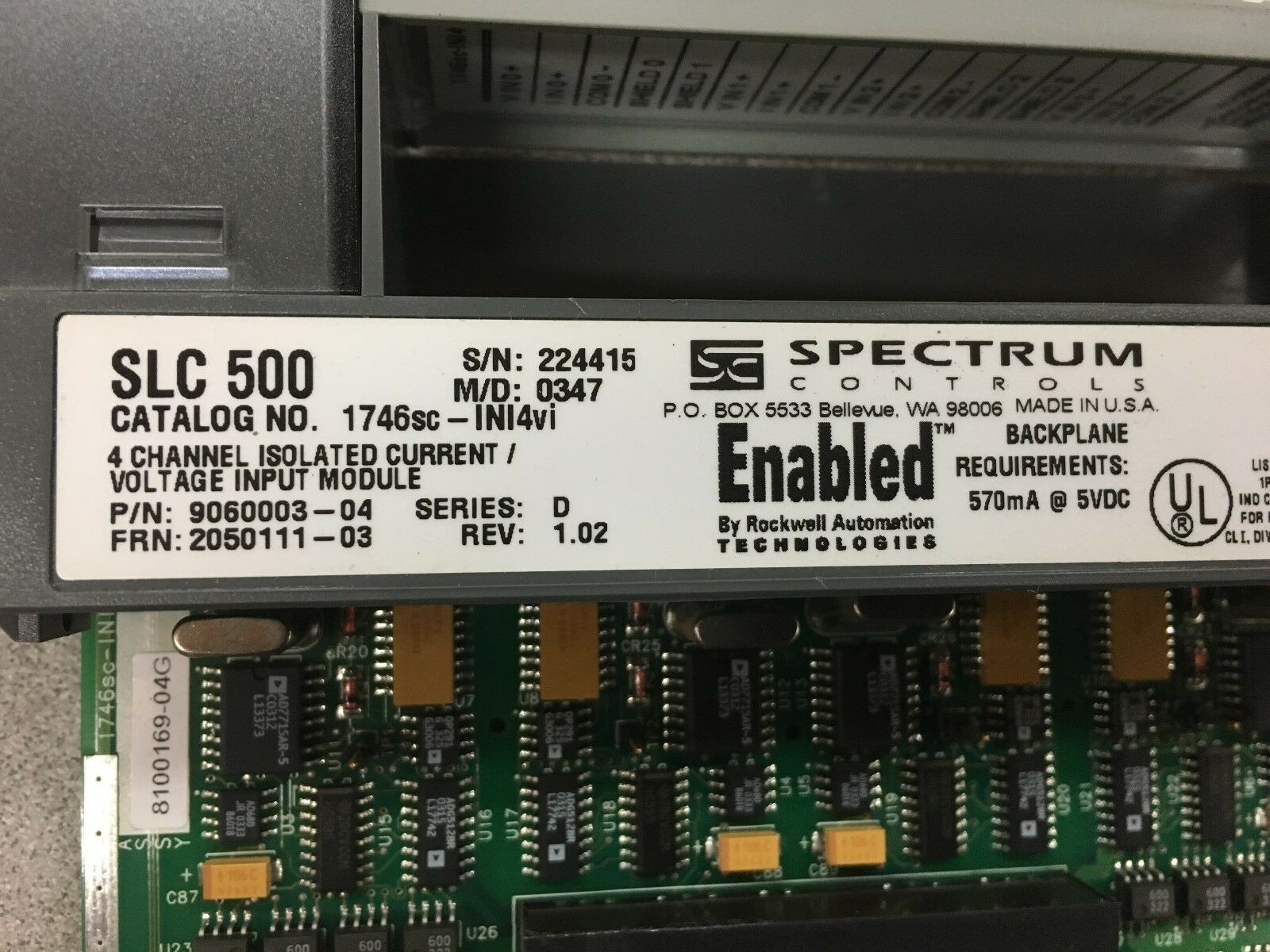 USED SPECTRUM ENABLED VOLTAGE INPUT MODULE ALLEN-BRADLEY 1746SC-INI4Vi SERIES D