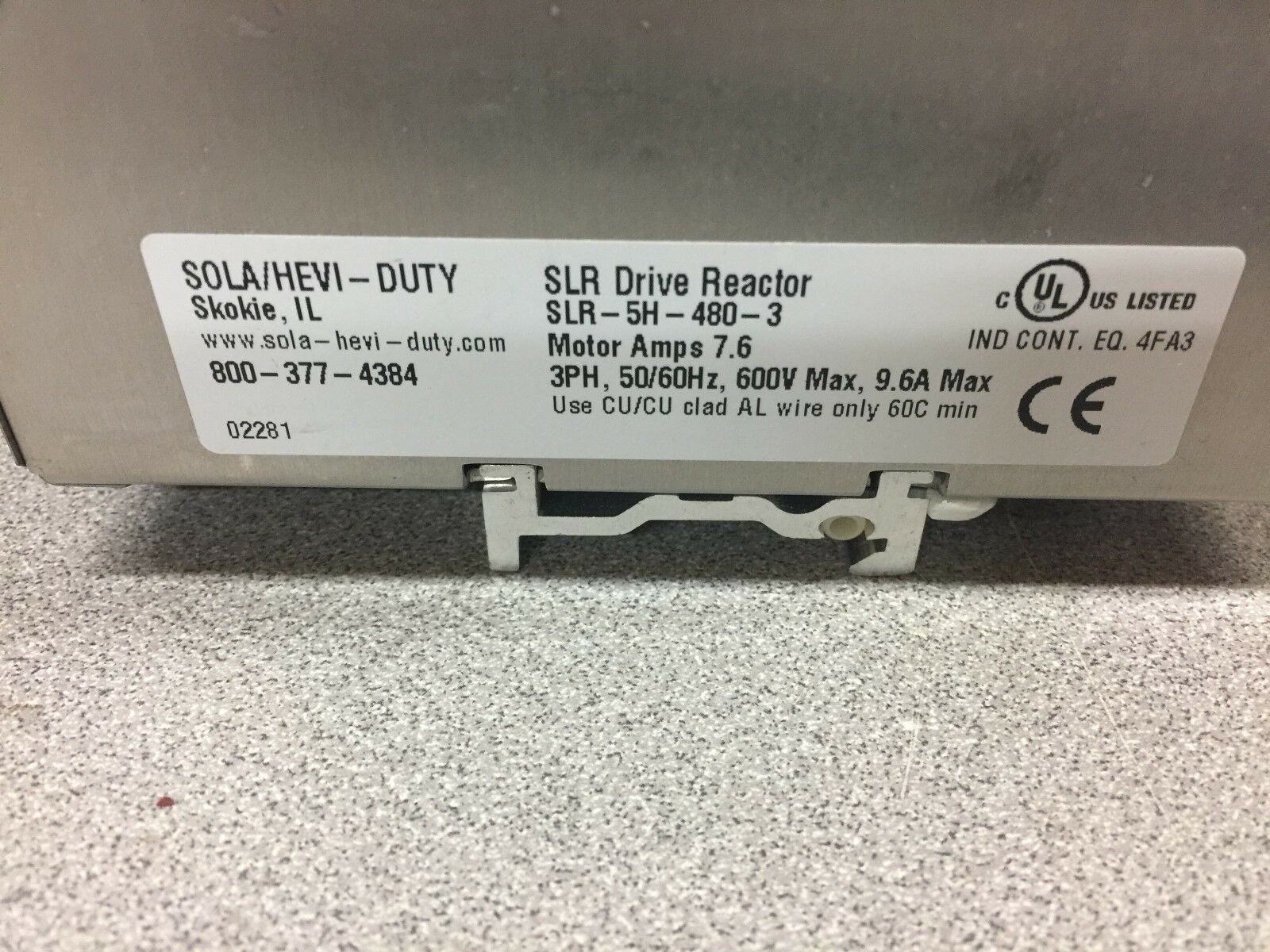 USED SOLASLR DRIVE REACTOR SLR-5H-480-3