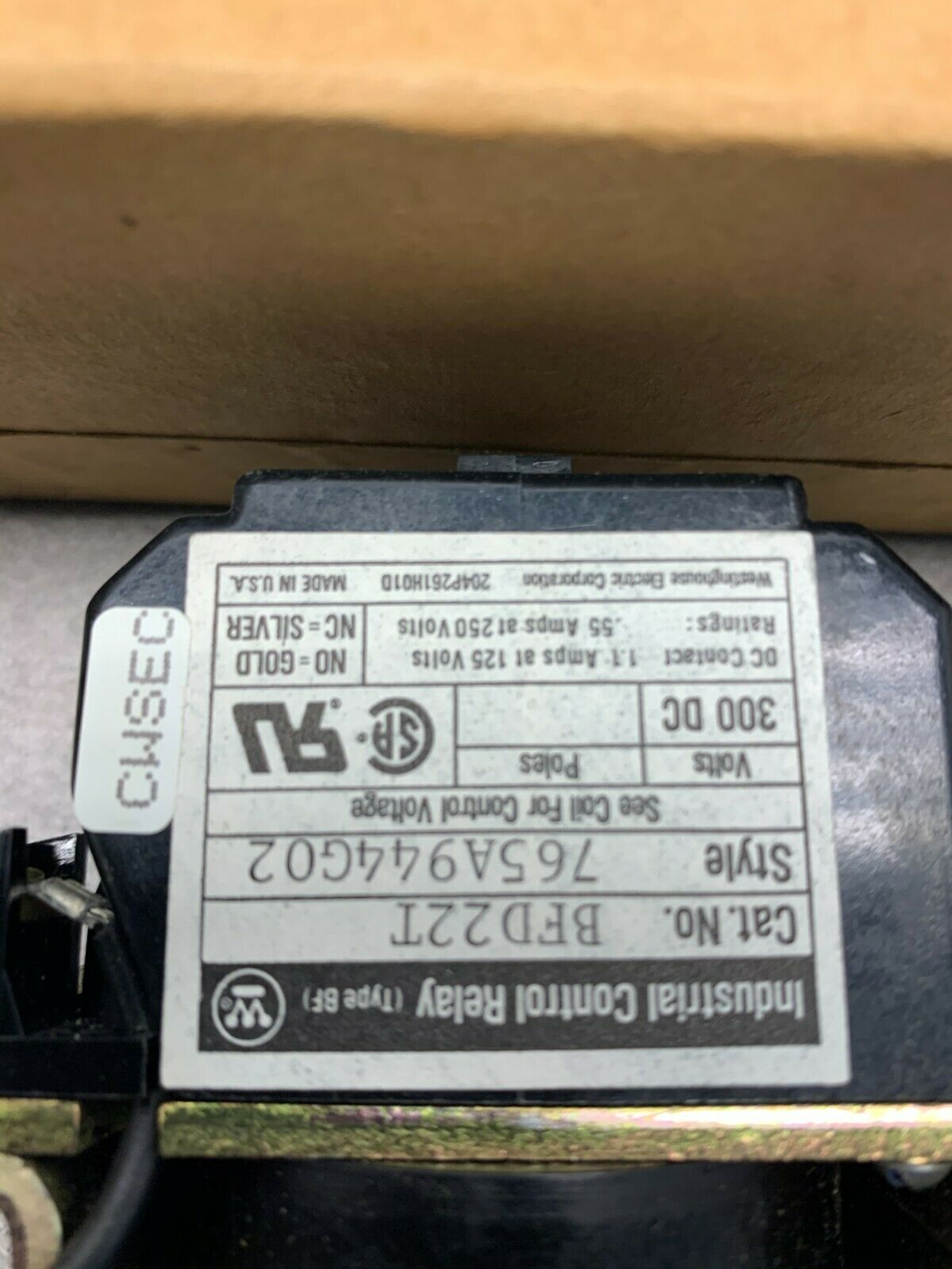 NEW IN BOX WESTINGHOUSE CONTROL RELAY BFD22T