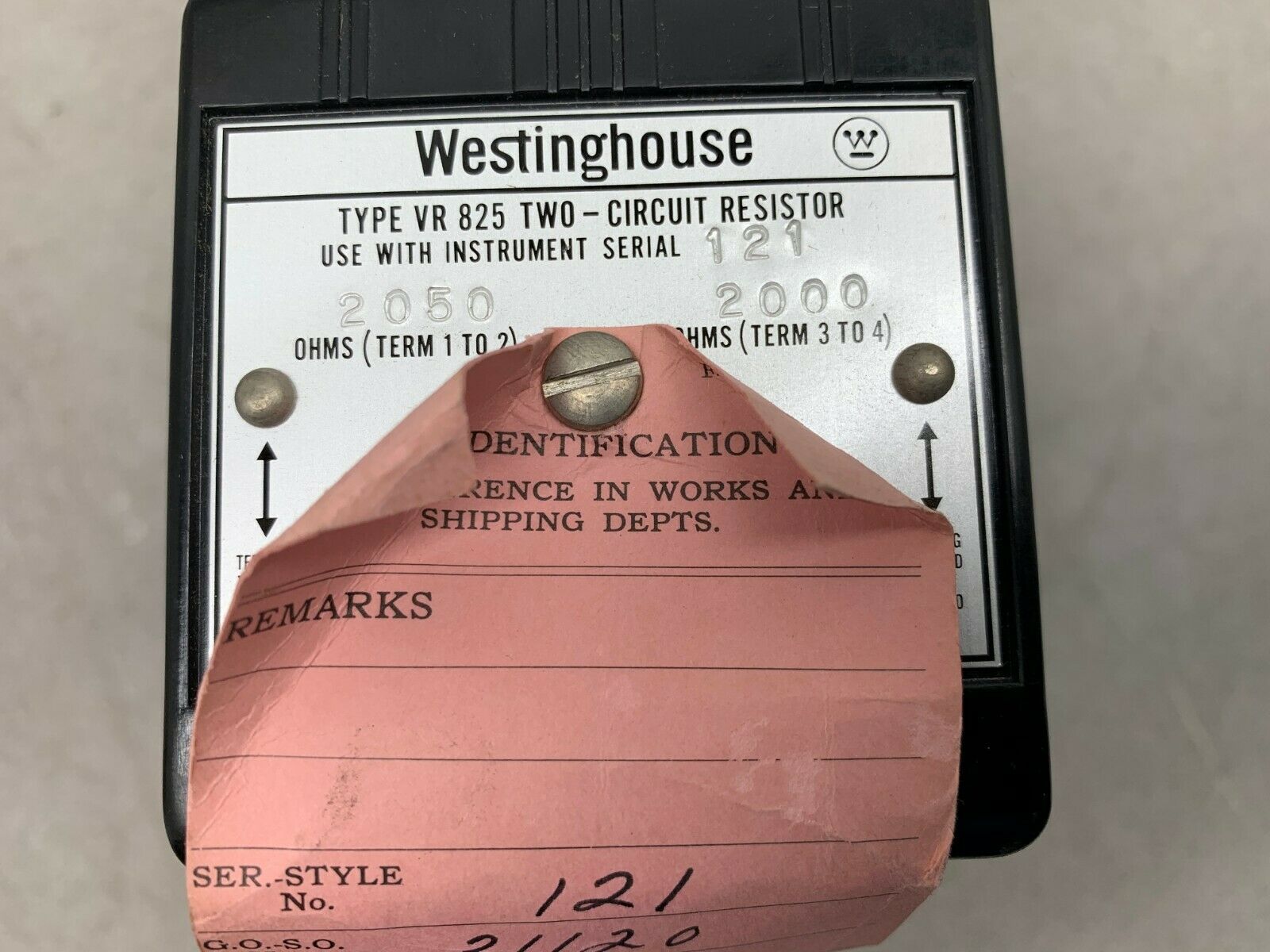 NEW NO BOX WESTINGHOUSE TWO-CIRCUIT RESISTOR VR 825