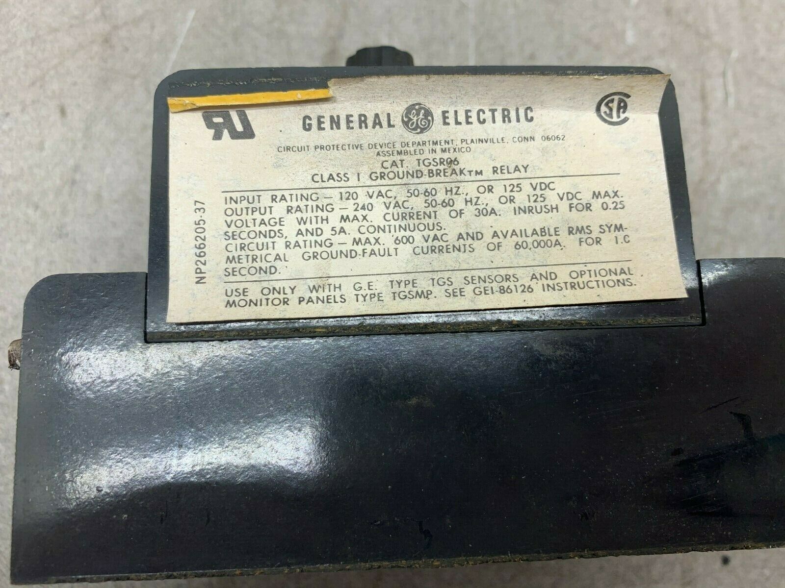 USED GENERAL ELECTRIC SOLID STATE GROUND BRAKE RELAY TGSR06