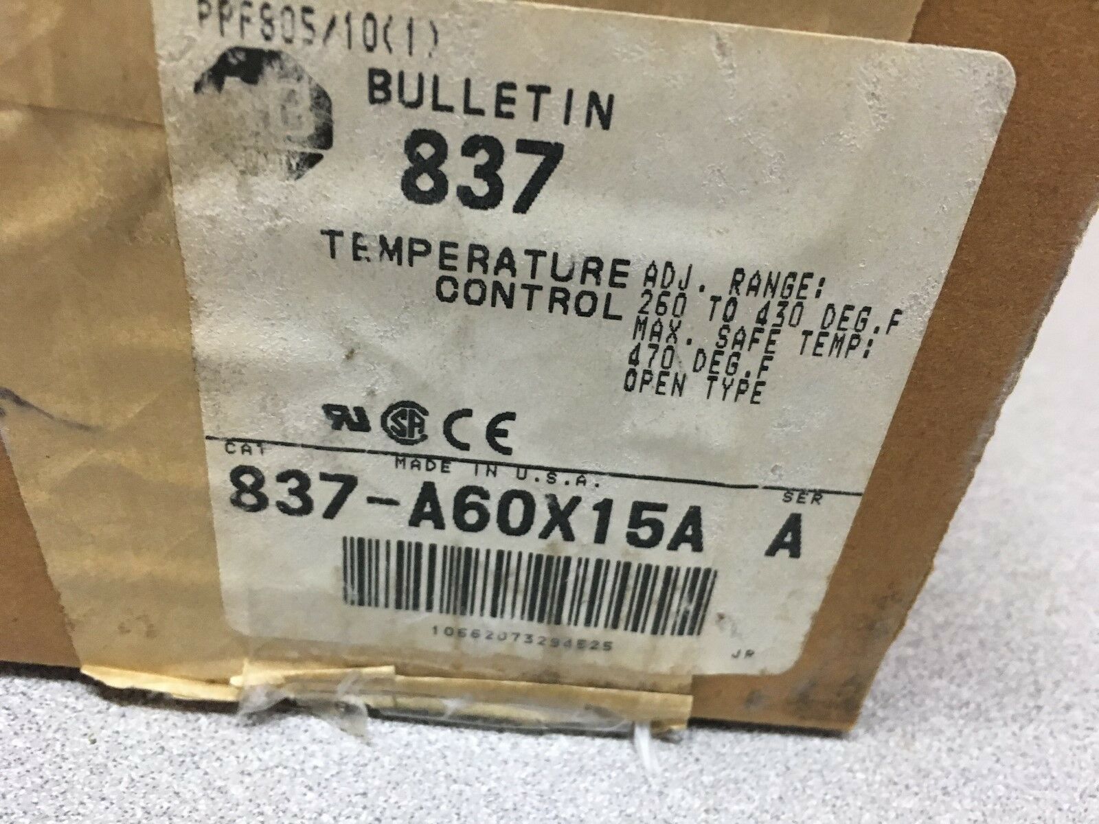 NEW IN BOX ALLEN-BRADLEY TEMPERATURE CONTROL SWITCH 837-A60X15A SERIES A