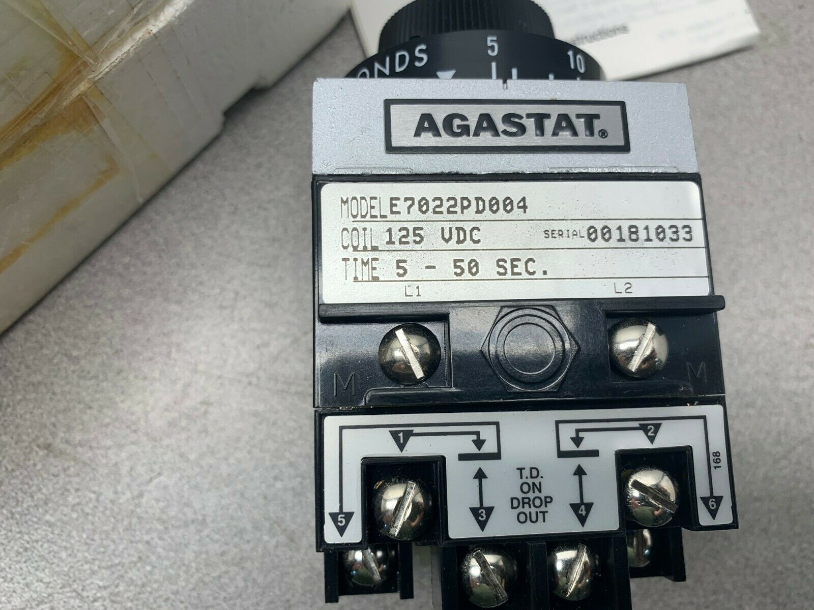 NEW IN BOX AGASTAT 125VDC TIMER 5-50 SEC. TIMING RELAY E7022PD004