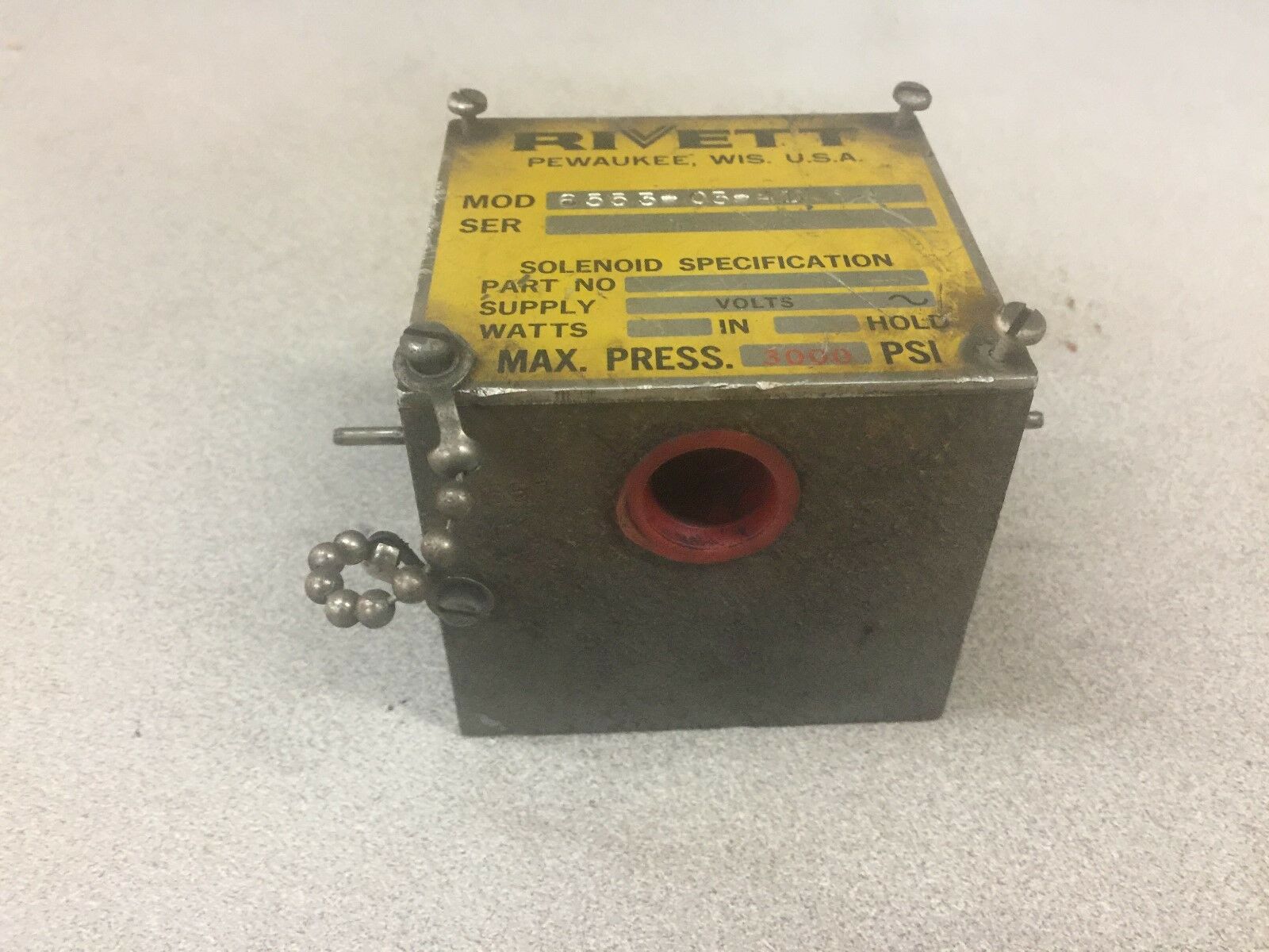 NEW NO BOX RIVETT 3000PSI HYD SOLENOID VALVE 6553-03-41