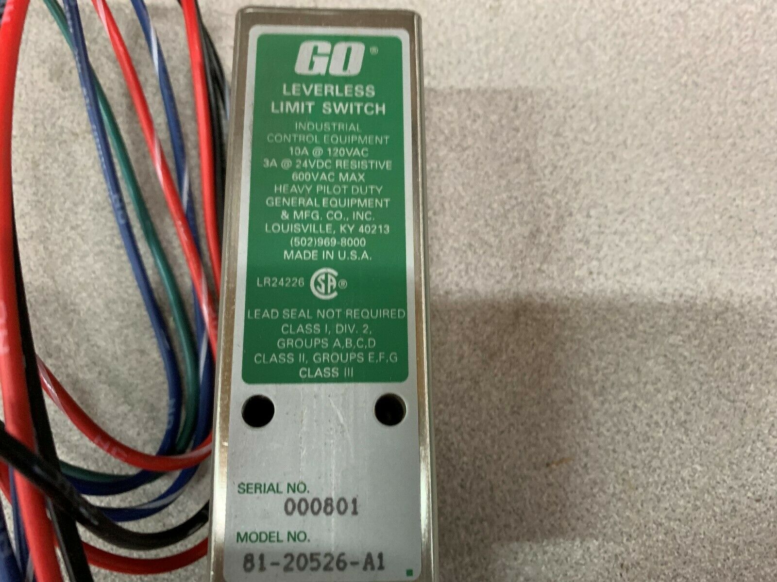 NEW NO BOX GO LIMIT SWITCH 81-20526-A1