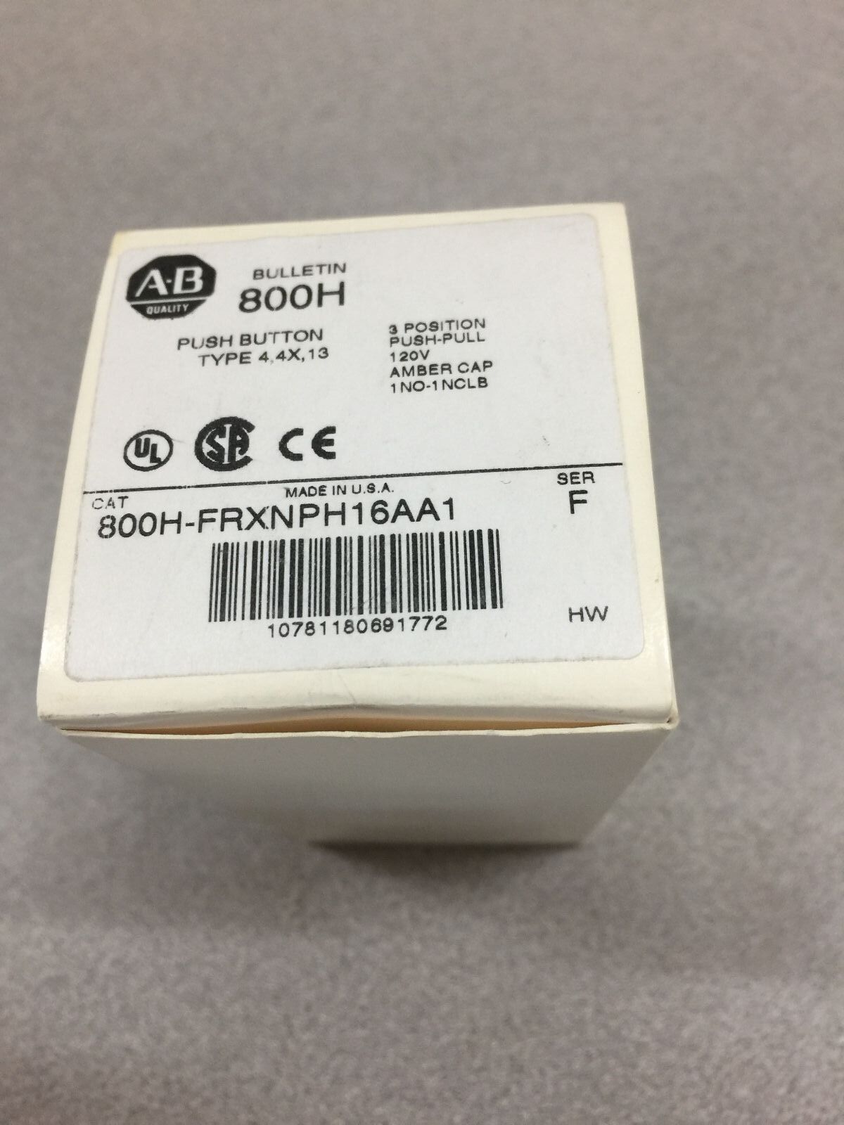 NEW IN BOX ALLEN BRADLEY PUSH BUTTON 800H FRXNPH16AA1 SER.F