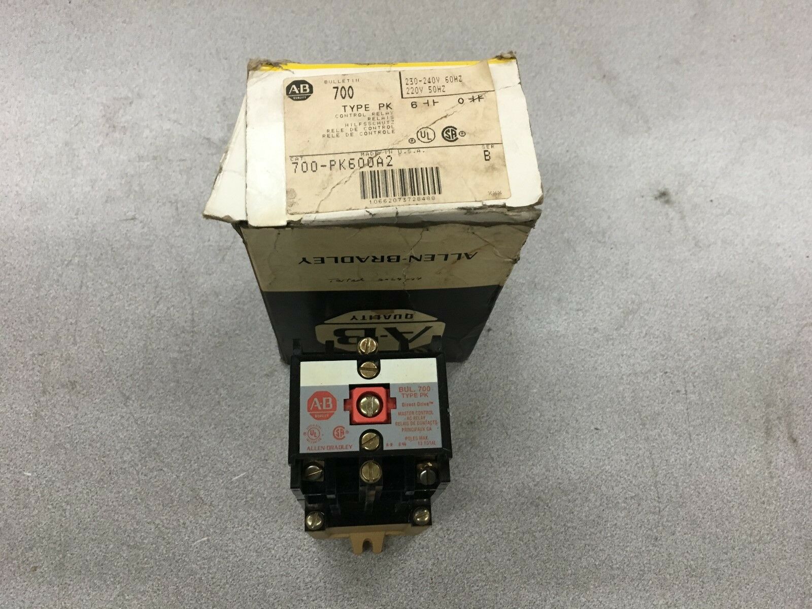 NEW IN BOX ALLEN-BRADLEY TYPE PK CONTROL RELAY 700-PK600A2 SERIES B