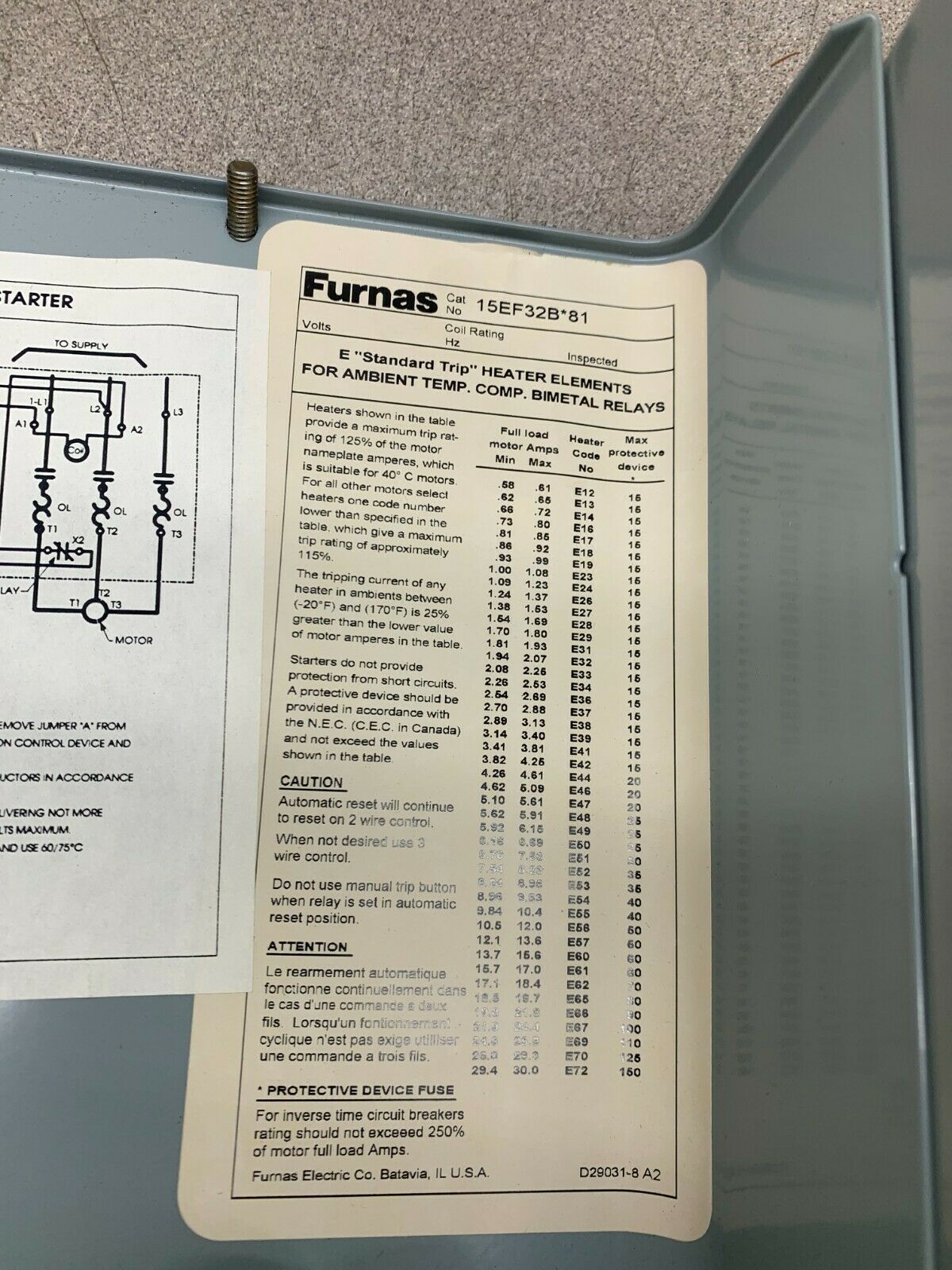 NEW IN BOX FURNAS STARTER IN ENCLOSURE 15EF32BH81