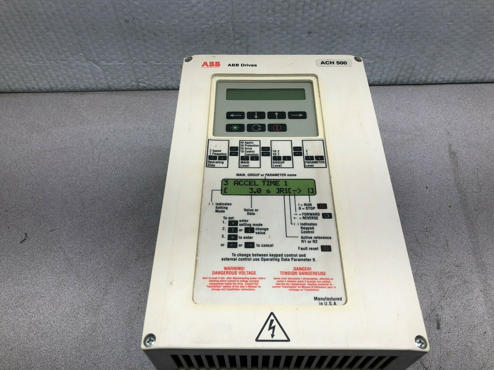 USED ABB 5 HP 6.8 AMP 480 VAC 3 PH 0-500 HZ FREQUENCY DRIVE ACS501-003-4-00P5