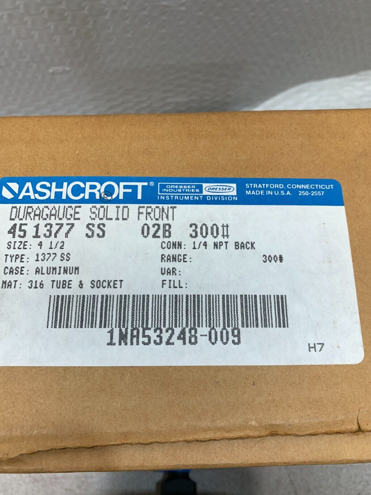 NEW Ashcroft 45-1377-SS-02B-300 Instrument Gauge 4-1/2" 451377SS02B 300#