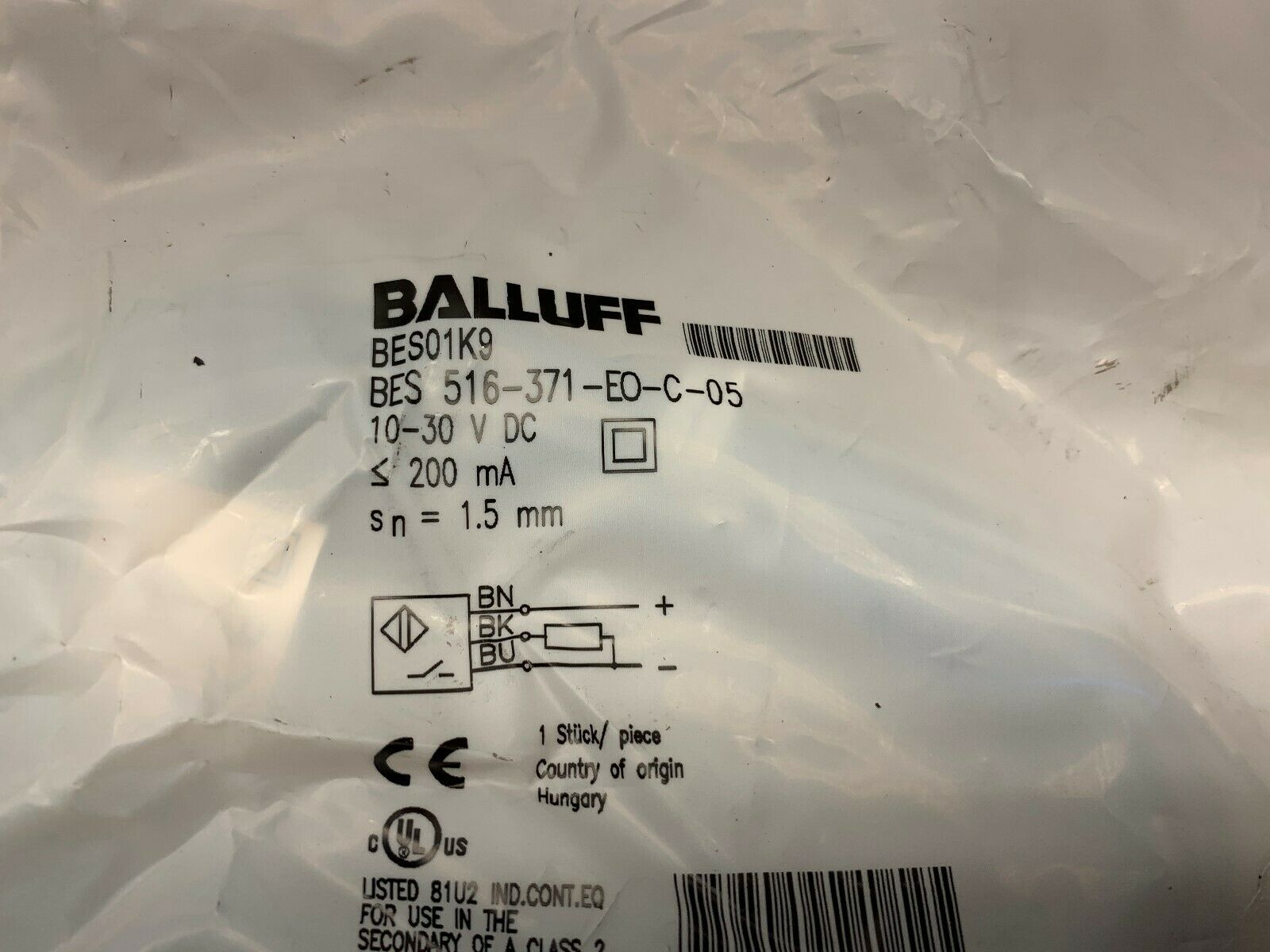 NEW IN PACKAGE BALLUFF SENSOR BES 516-371-EO-C-05