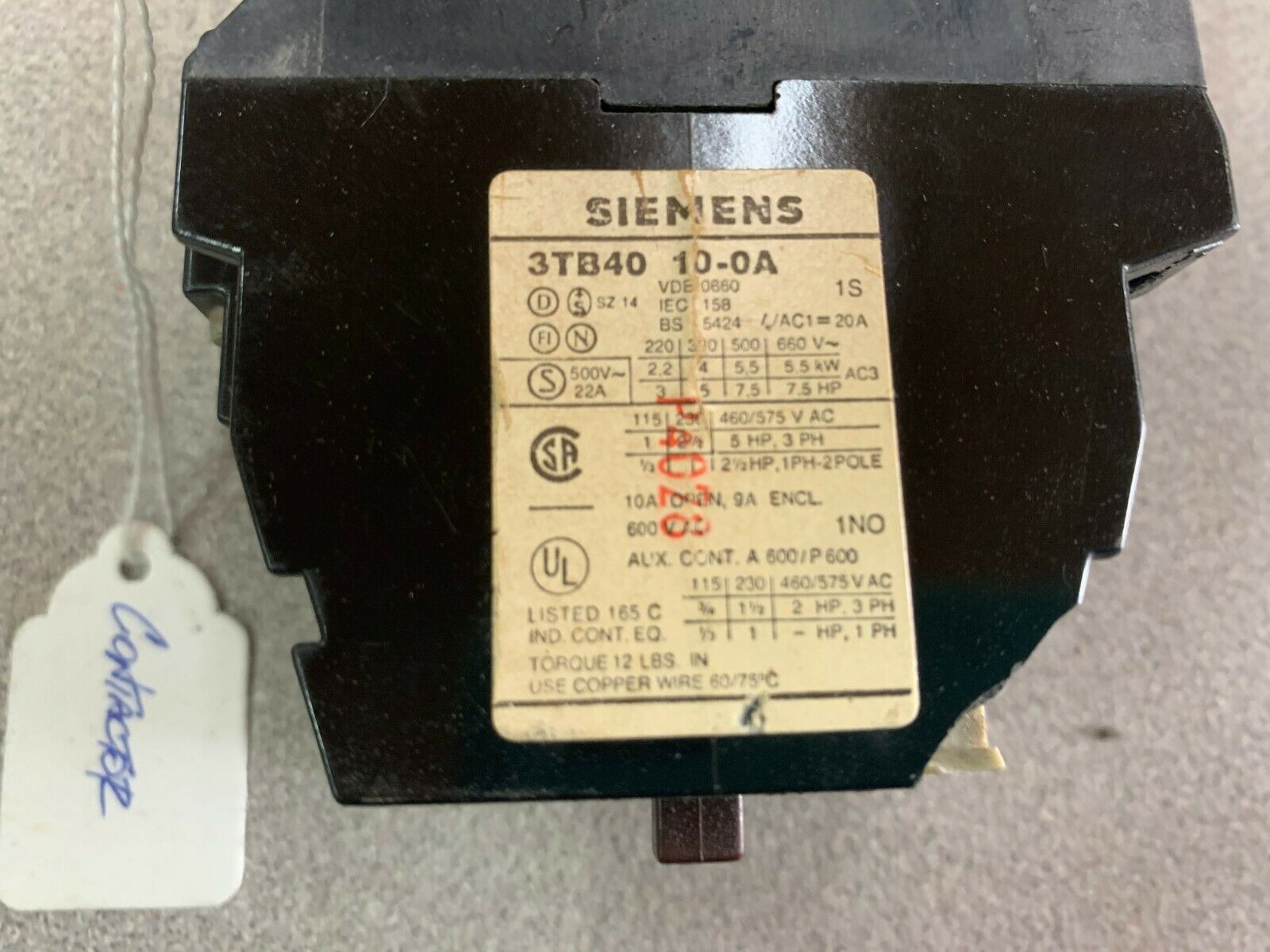 LOT OF 3 USED SIEMENS CONTACTOR 3TB40-10-0A