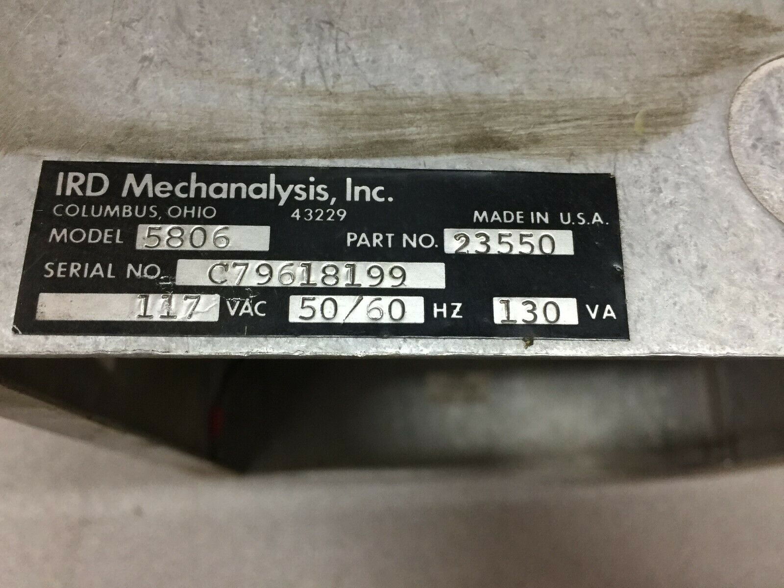 USED IRD MECHANALYSIS MACHINE MONITOR 5806 / 23550