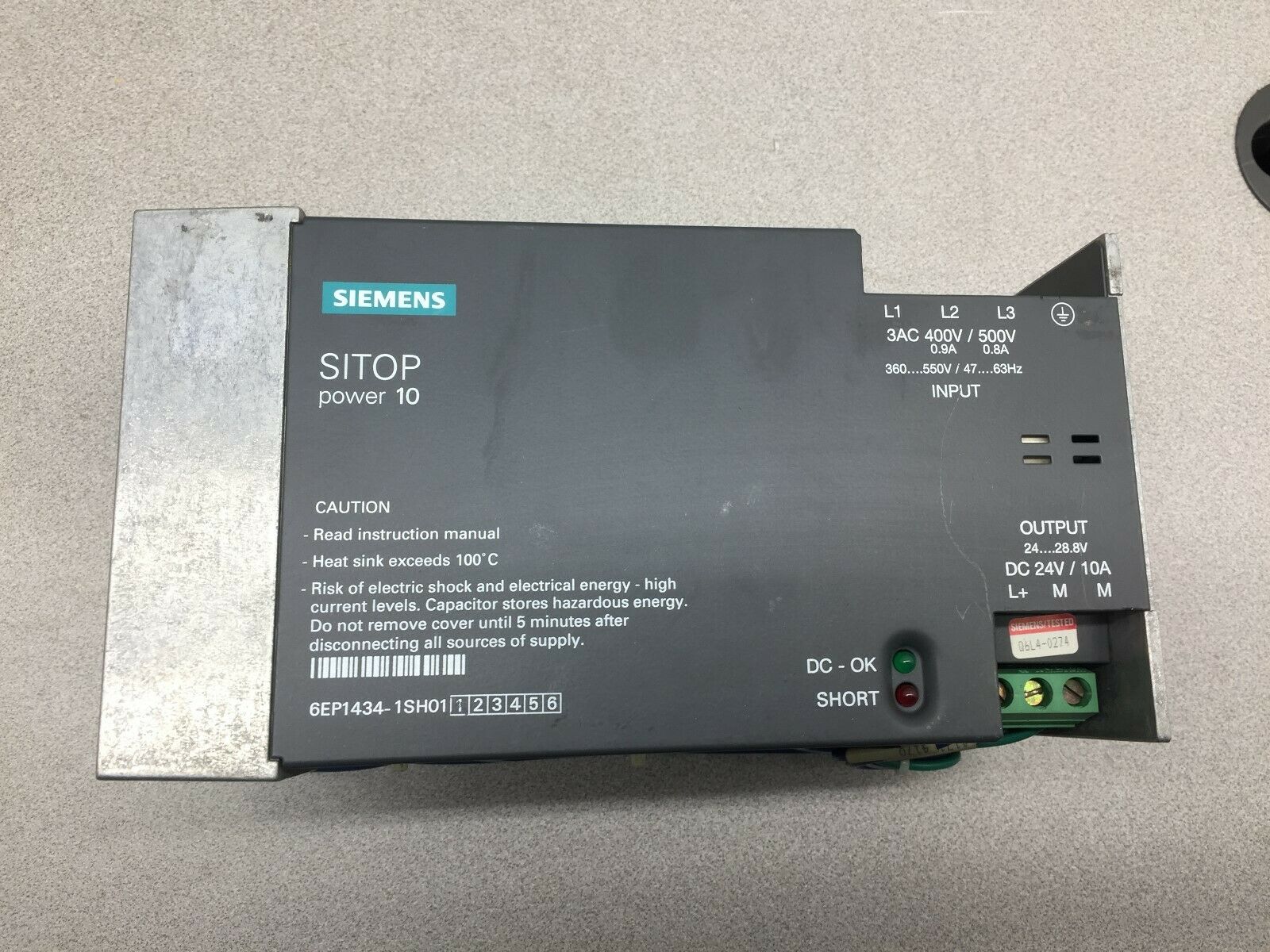 USED SIEMENS SITOP POWER 10 24VDC 10AMP POWER SUPPLY 6EP1434-1SH01