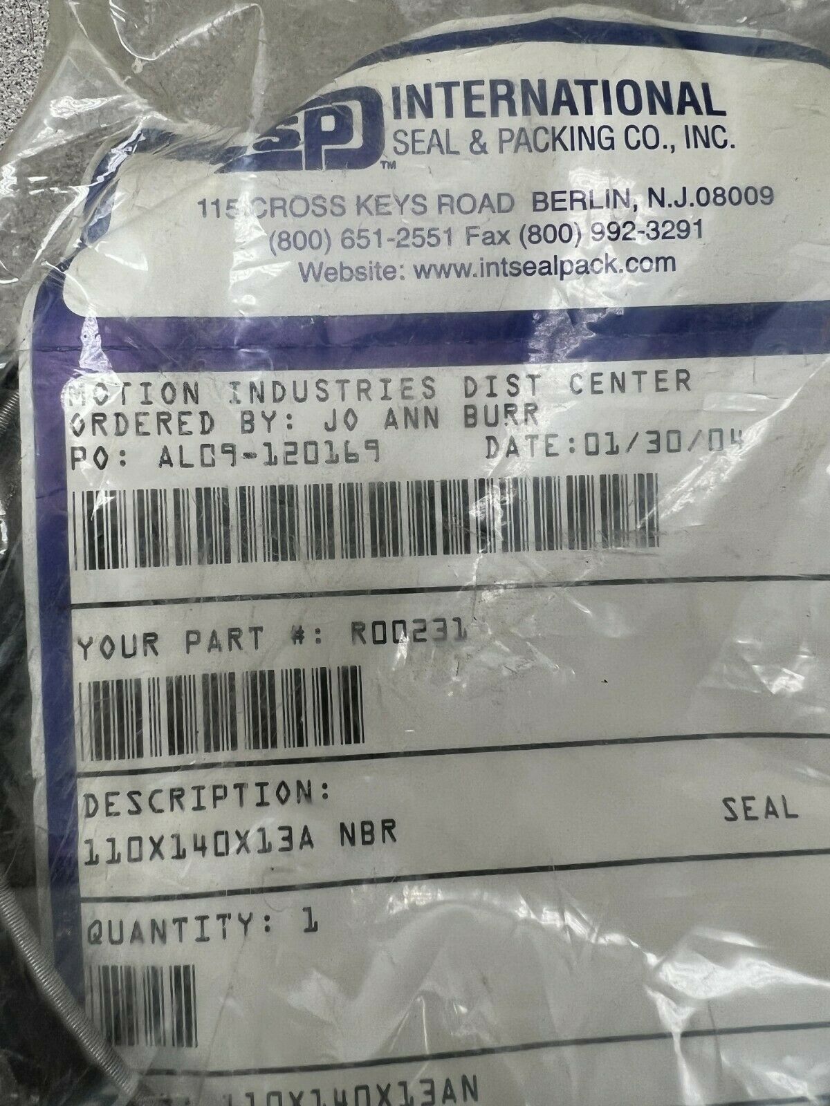 NEW IN PACKAGE ISP SEAL R00231