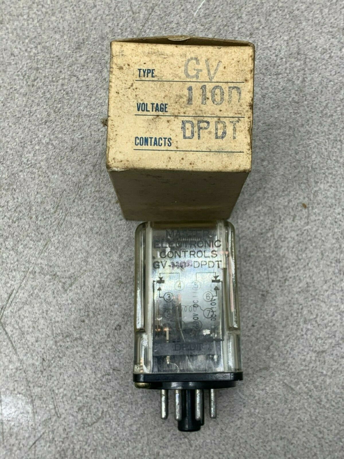 NEW IN BOX MASTER ELECTRONIC CONTROLS RELAY GV 110D-DPDT