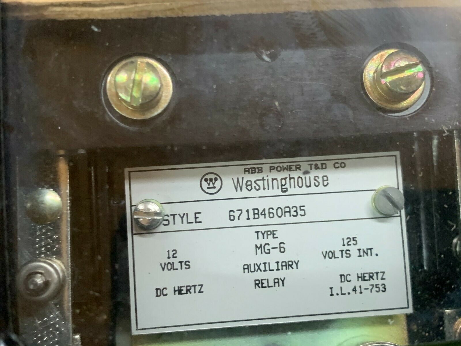 NEW IN BOX ABB WESTINGHOUSE TYPE MG-6 AUXILIARY RELAY 671B460A35