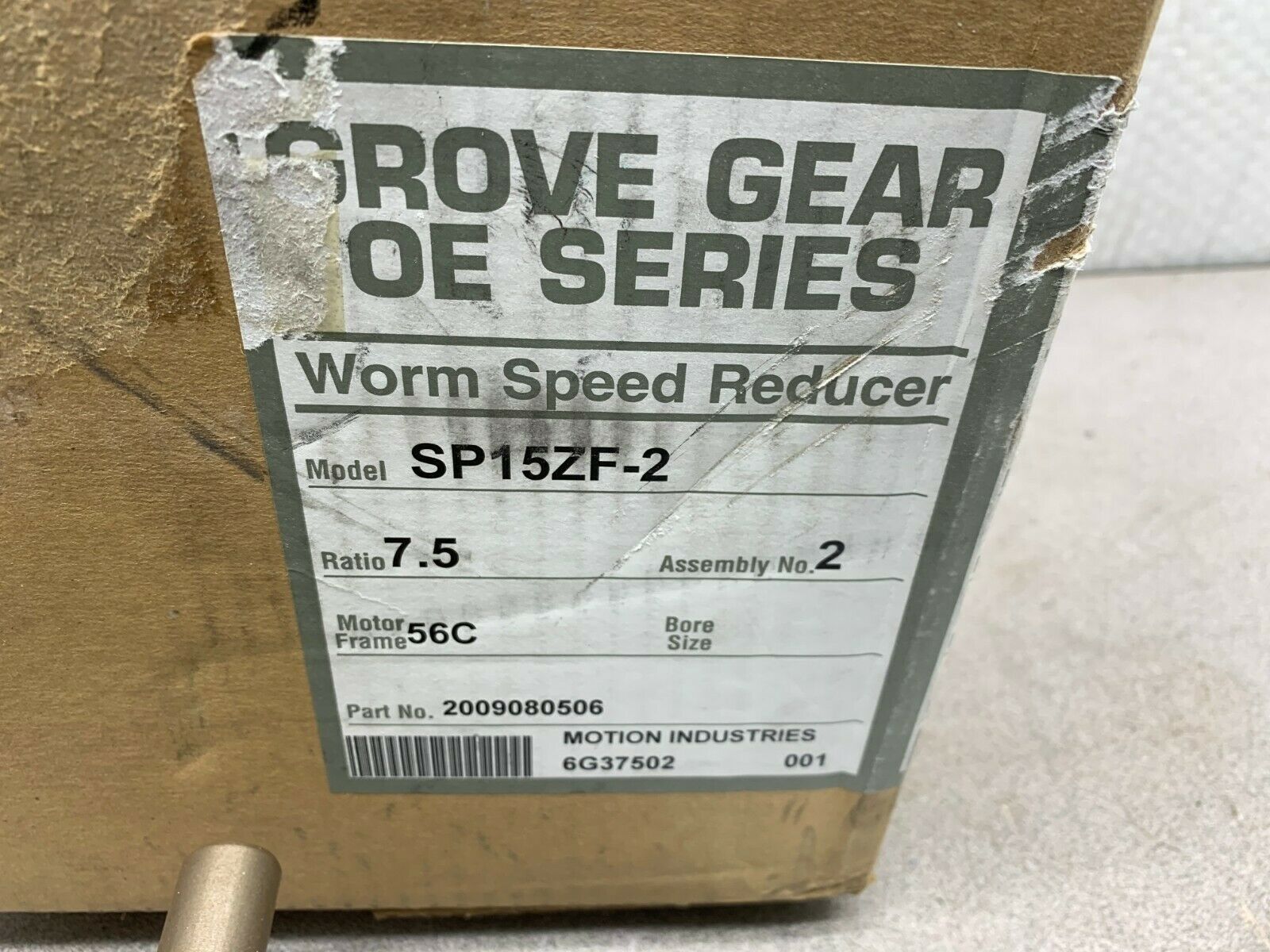 NEW IN BOX GROVE GEAR 7.5:1 RATIO WORM SPEED REDUCER SP15ZF-2