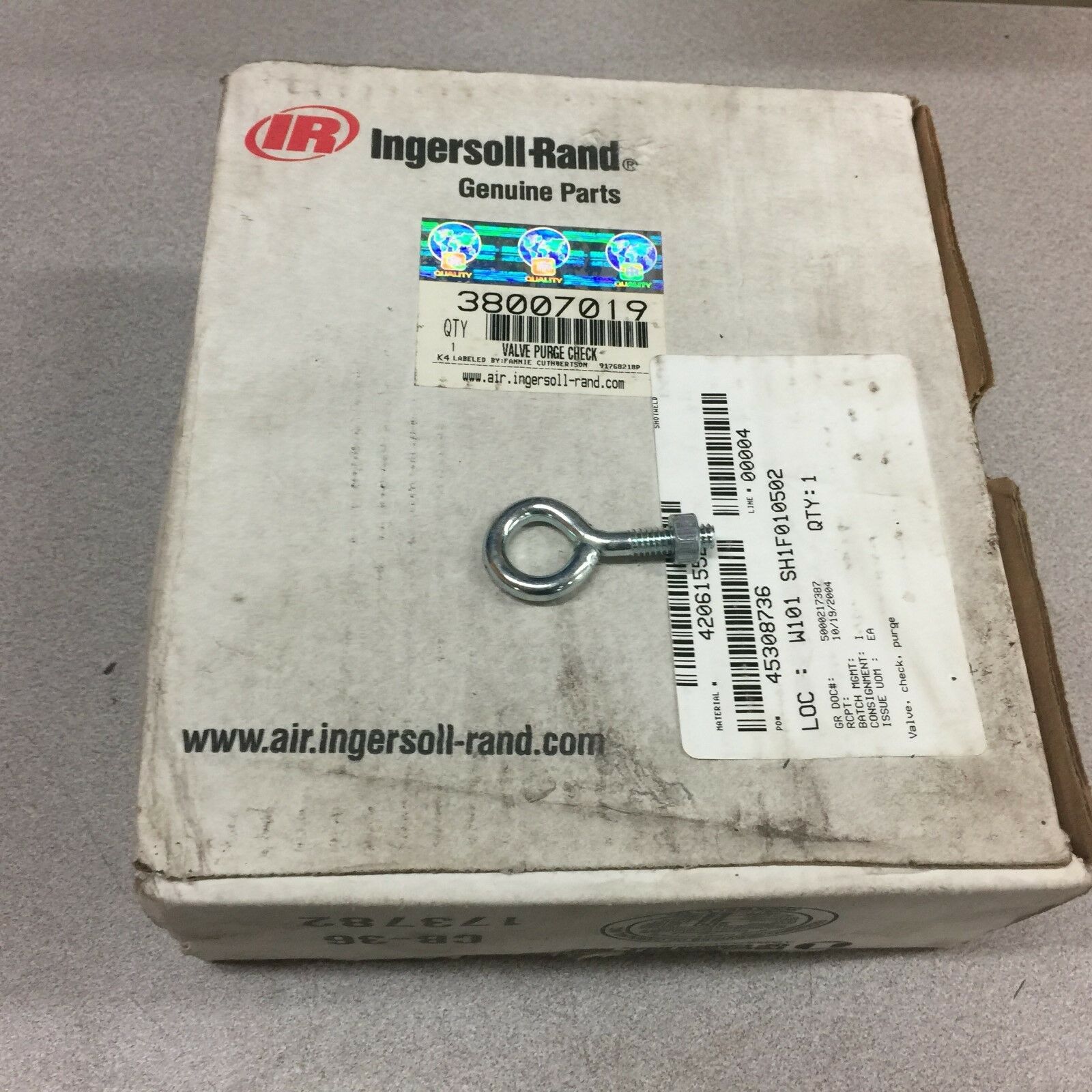 NEW IN BOX INGERSOLL RAND PURGE CHECK VALVE 38007019