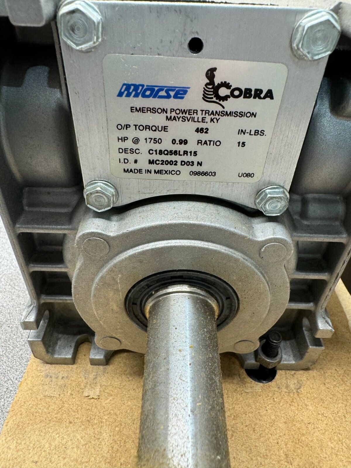 NEW IN BOX MORSE COBRA MC2002 GEAR REDUCER 15:1 RATIO C18Q56LR15