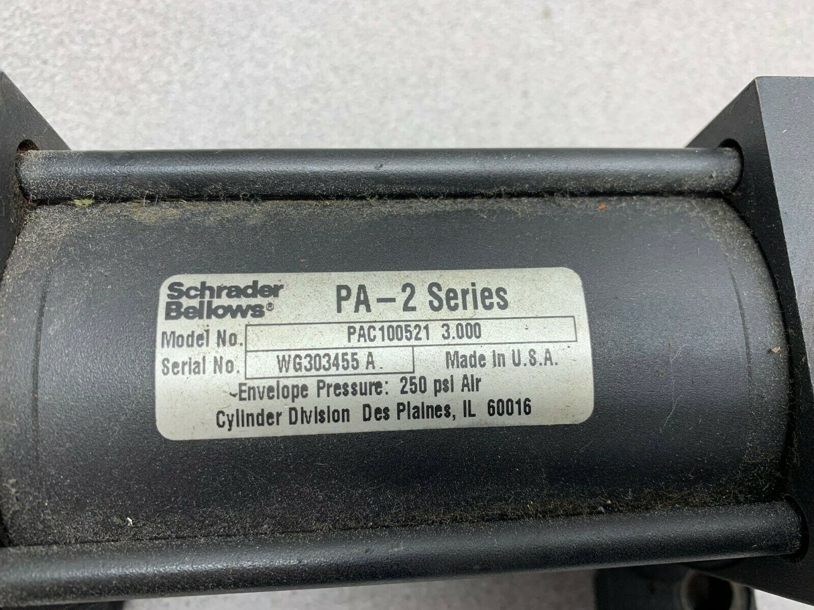 NEW NO PARKER SCHRADER BELLOWS PA-2 SERIES CYLINDER PAC100521 3.000