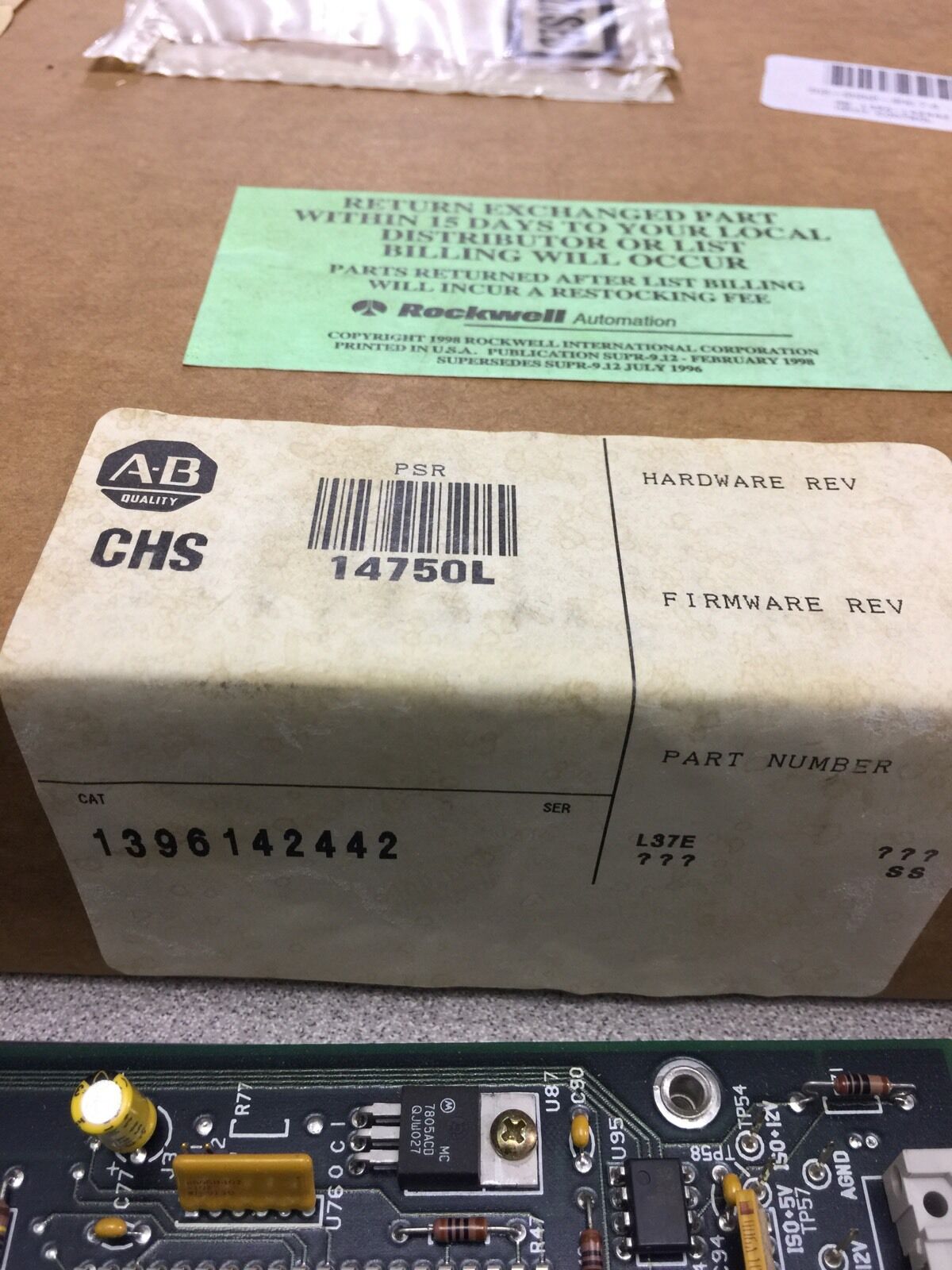 NEW ALLEN-BRADLEY 1396142442 MAIN CONTROL BOARD 142442 REV. 11