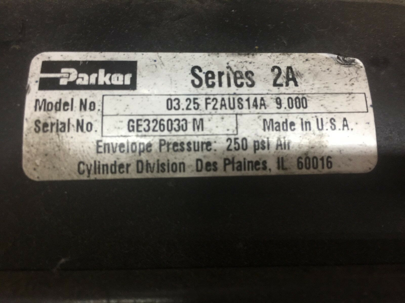 REMANUFACTURED PARKER SERIES 2A CYLINDER 03.25 F2AUS14A 9.00