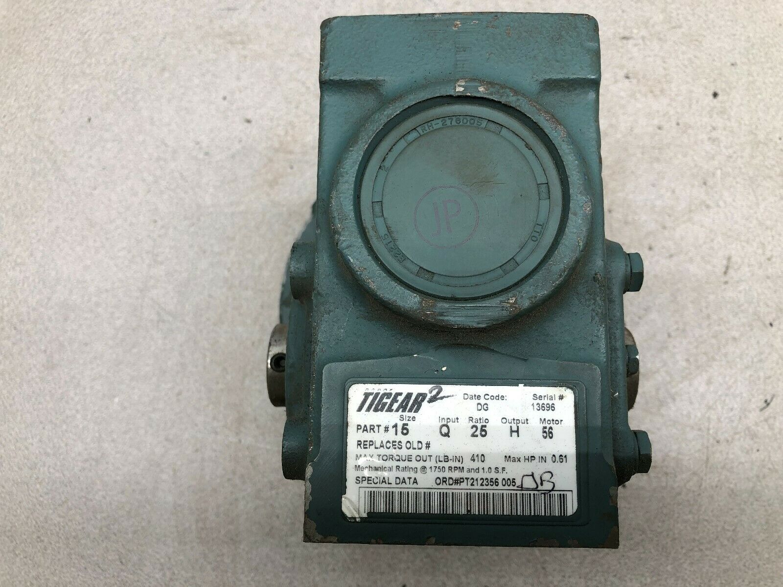 NEW NO BOX DODGE TIGEAR2 25:1 RATIO C-FACE 1750 RPM .61 HP INPUT GEAR REDUCER 15