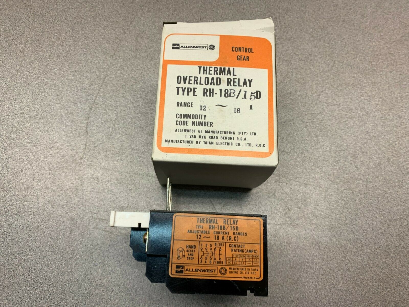 NEW IN BOX ALLEN WEST 12-18A RELAY RH-18B/15D