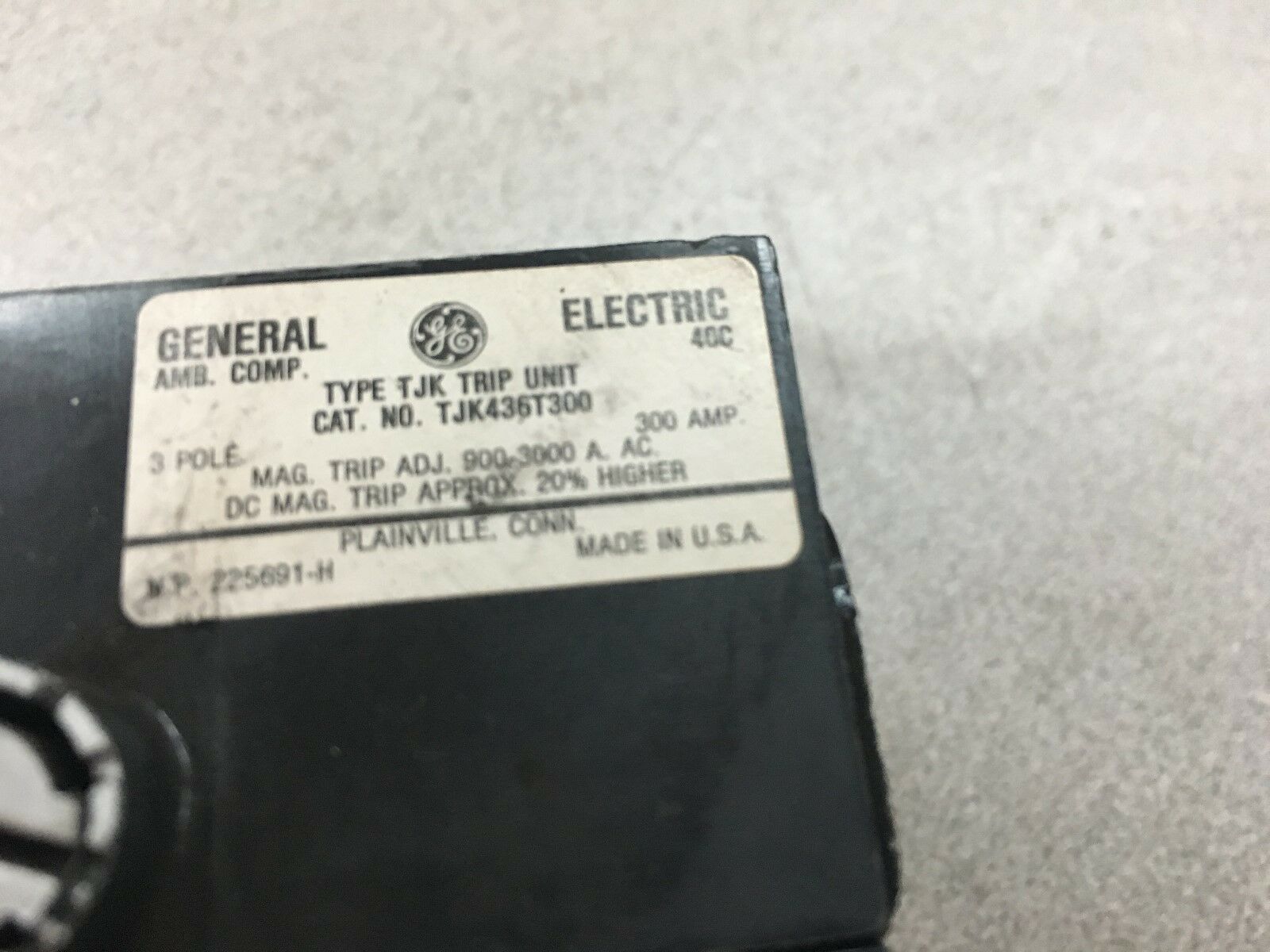 NEW NO BOX GENERAL ELECTRIC 300AMP TRIP UNIT TJK436T300