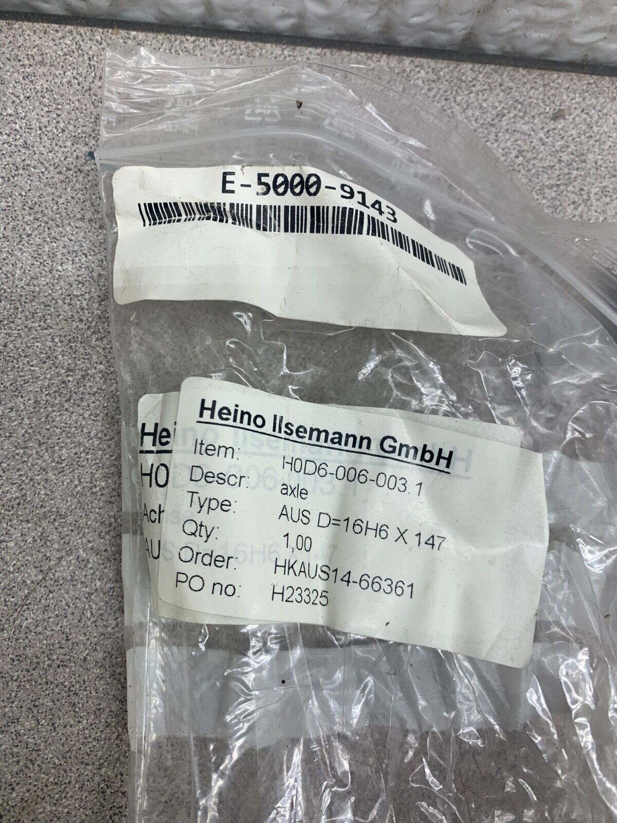 NEW HEINO IISEMANN H0D6-006-003.1 AXLE HKAUS14-66361