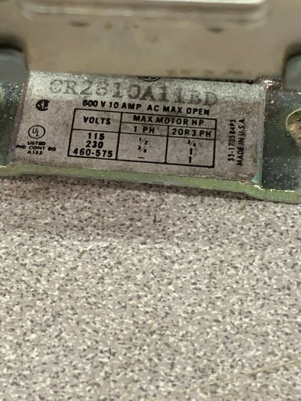 USED GENERAL ELECTRIC RELAY CR2810A11BD